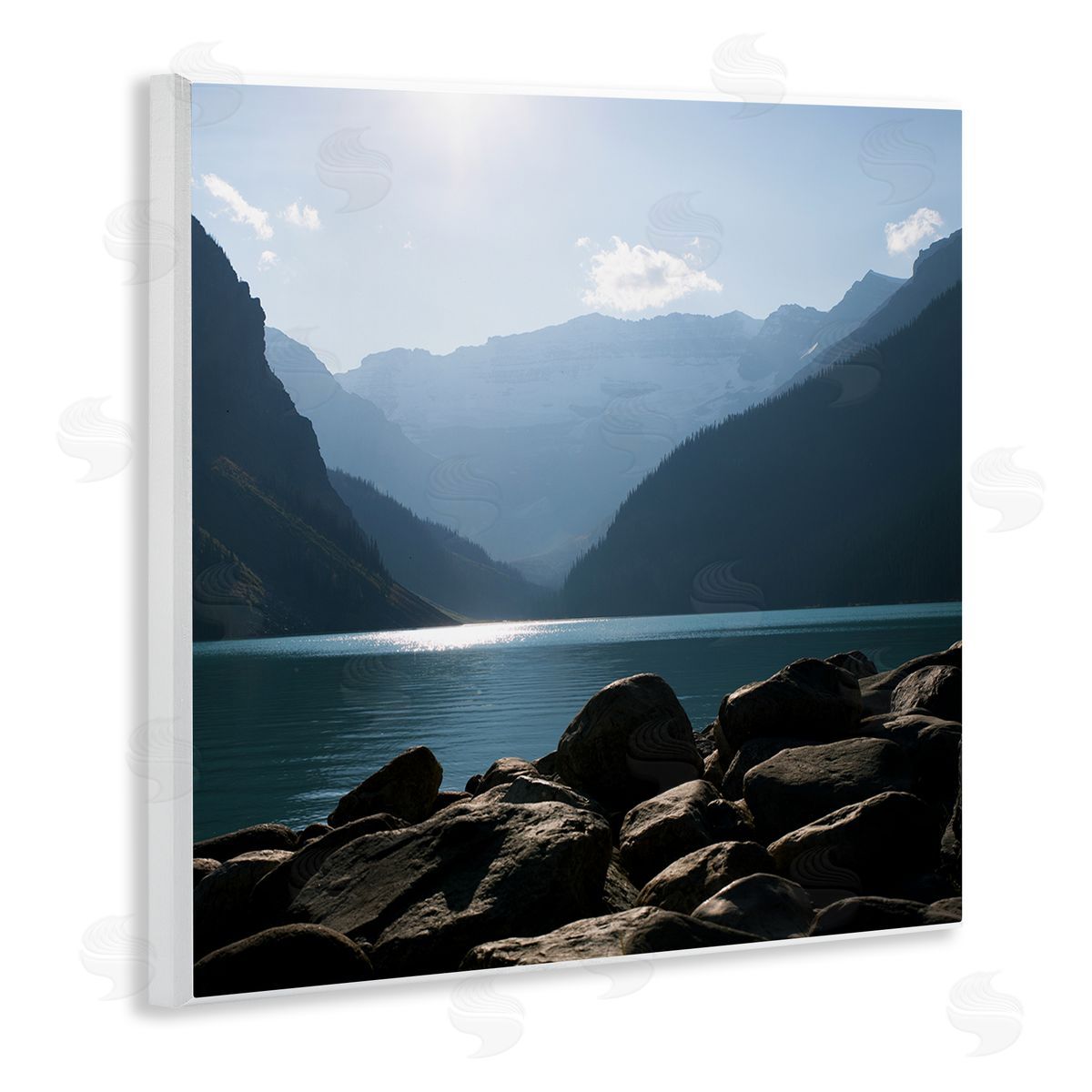 Carol Robinson Rocky Lakeside Mountain View Horizon Scene Wooden Wall Plaque Art Print