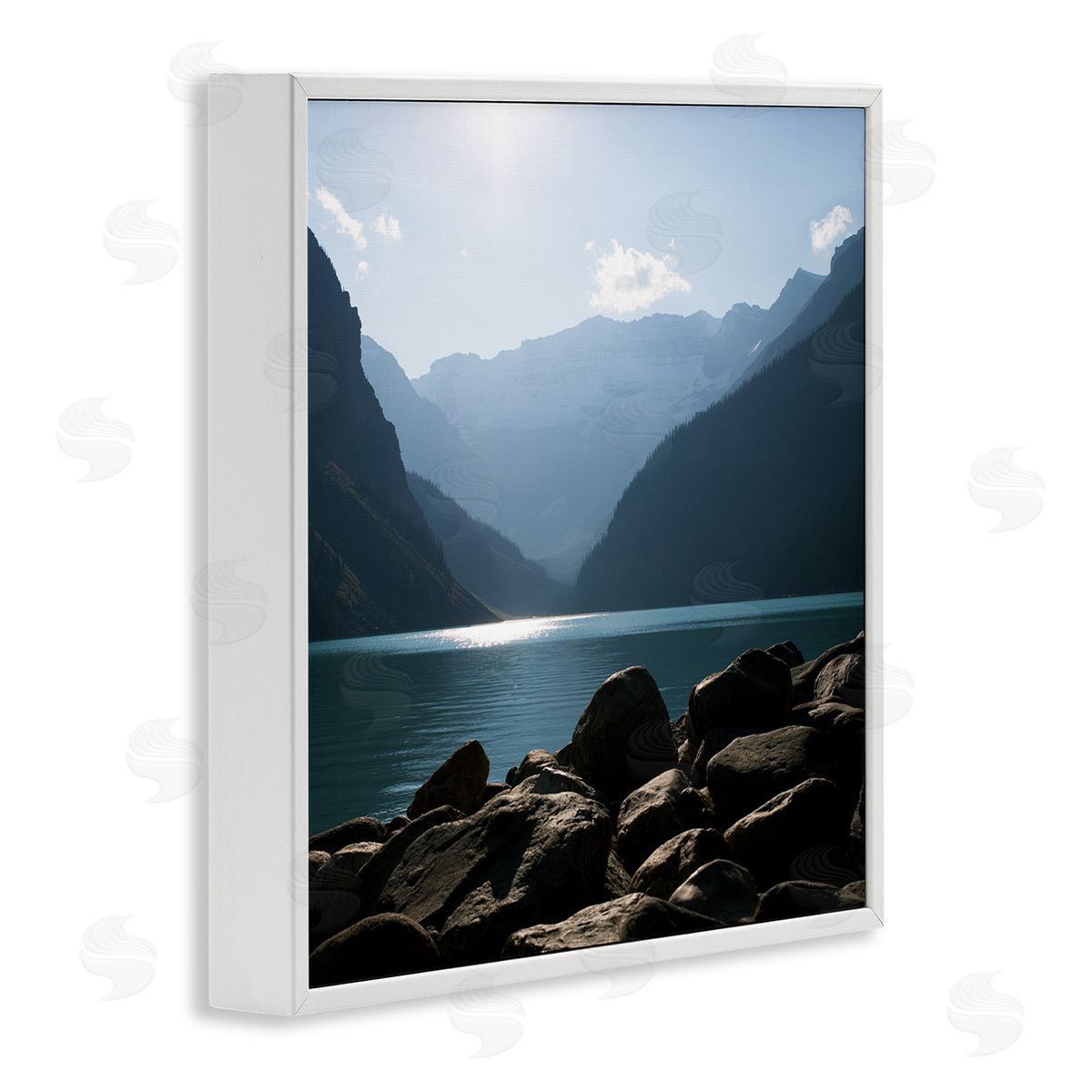 Carol Robinson Rocky Lakeside Mountain View Horizon Scene White Framed Glicee Wall Art Print