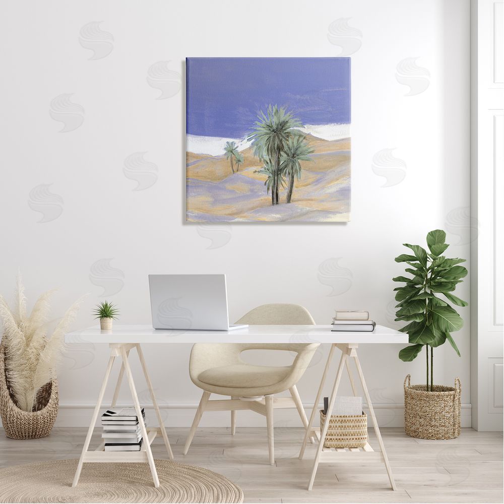 Patricia Pinto Desolate Desert Sand Palm Trees Blue Sky  Canvas Wall Art in Room