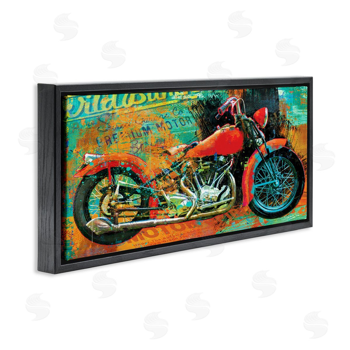 Porter Hastings Bold Abstract Collaged Red Motorcycle Text Brushstrokes 