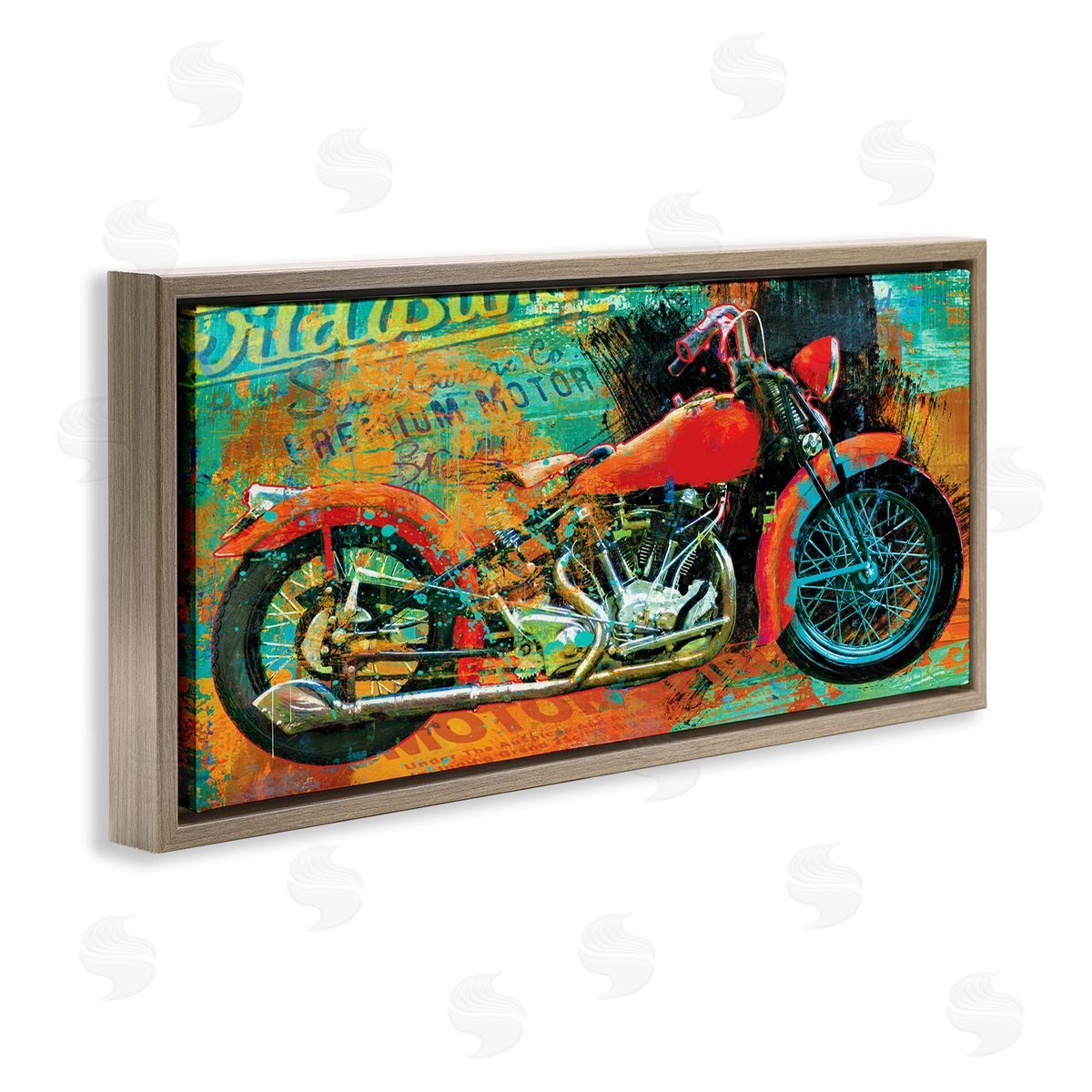 Porter Hastings Bold Abstract Collaged Red Motorcycle Text Brushstrokes 