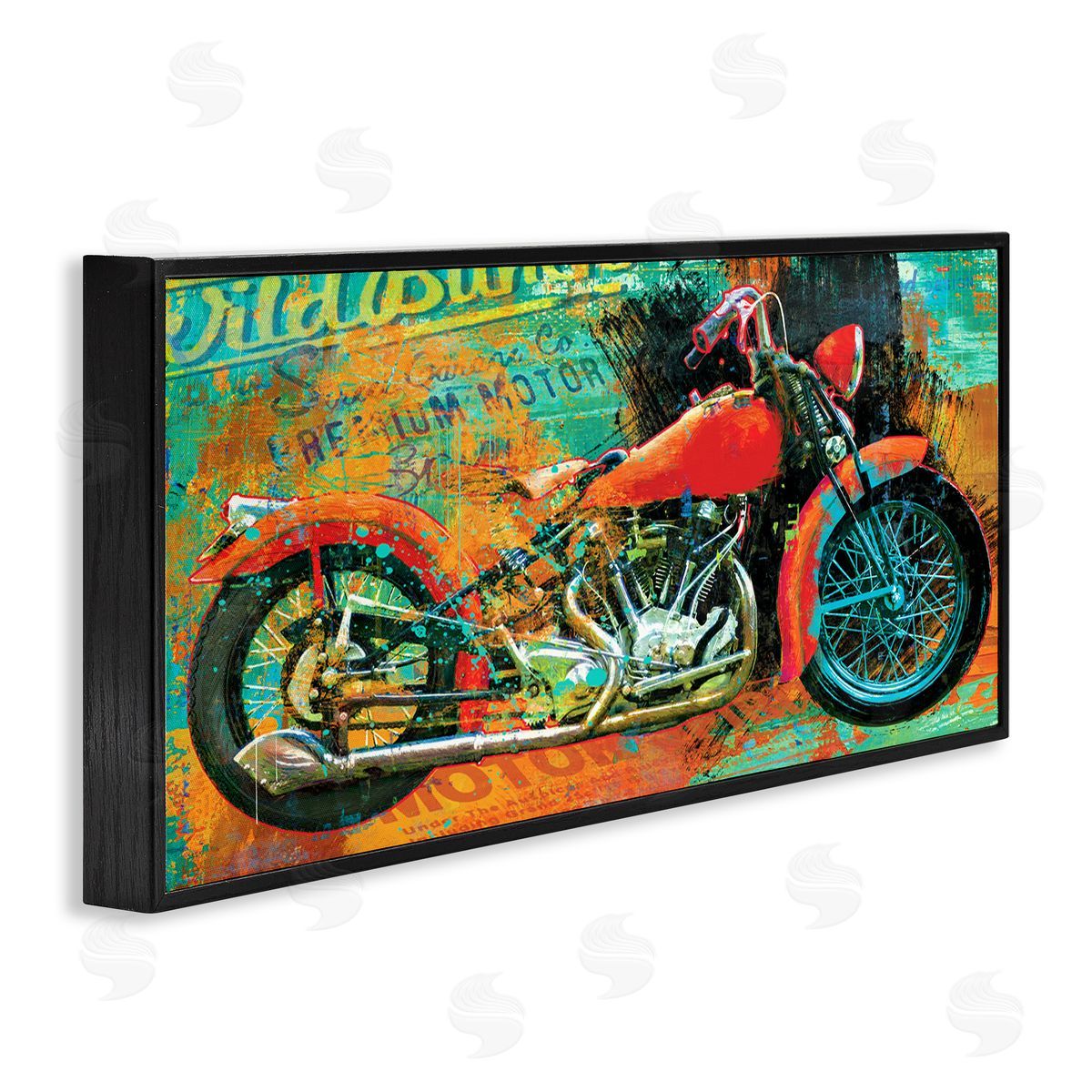 Porter Hastings Bold Abstract Collaged Red Motorcycle Text Brushstrokes 