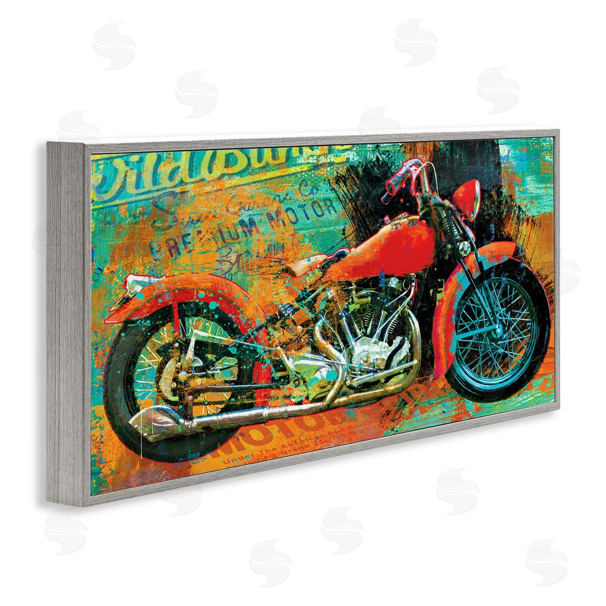 Porter Hastings Bold Abstract Collaged Red Motorcycle Text Brushstrokes 