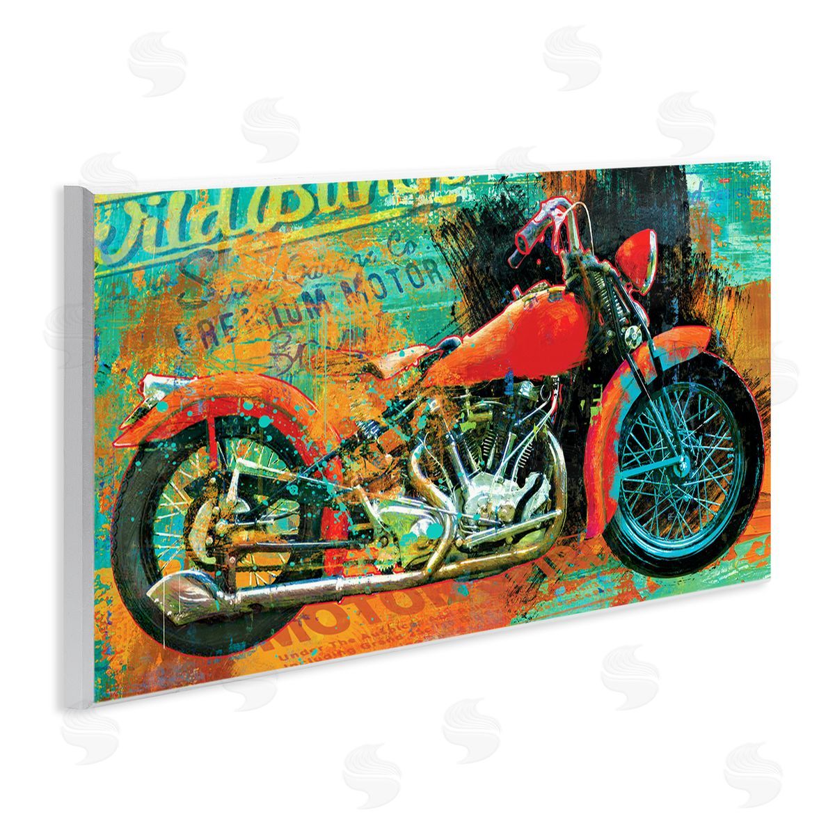 Porter Hastings Bold Abstract Collaged Red Motorcycle Text Brushstrokes 