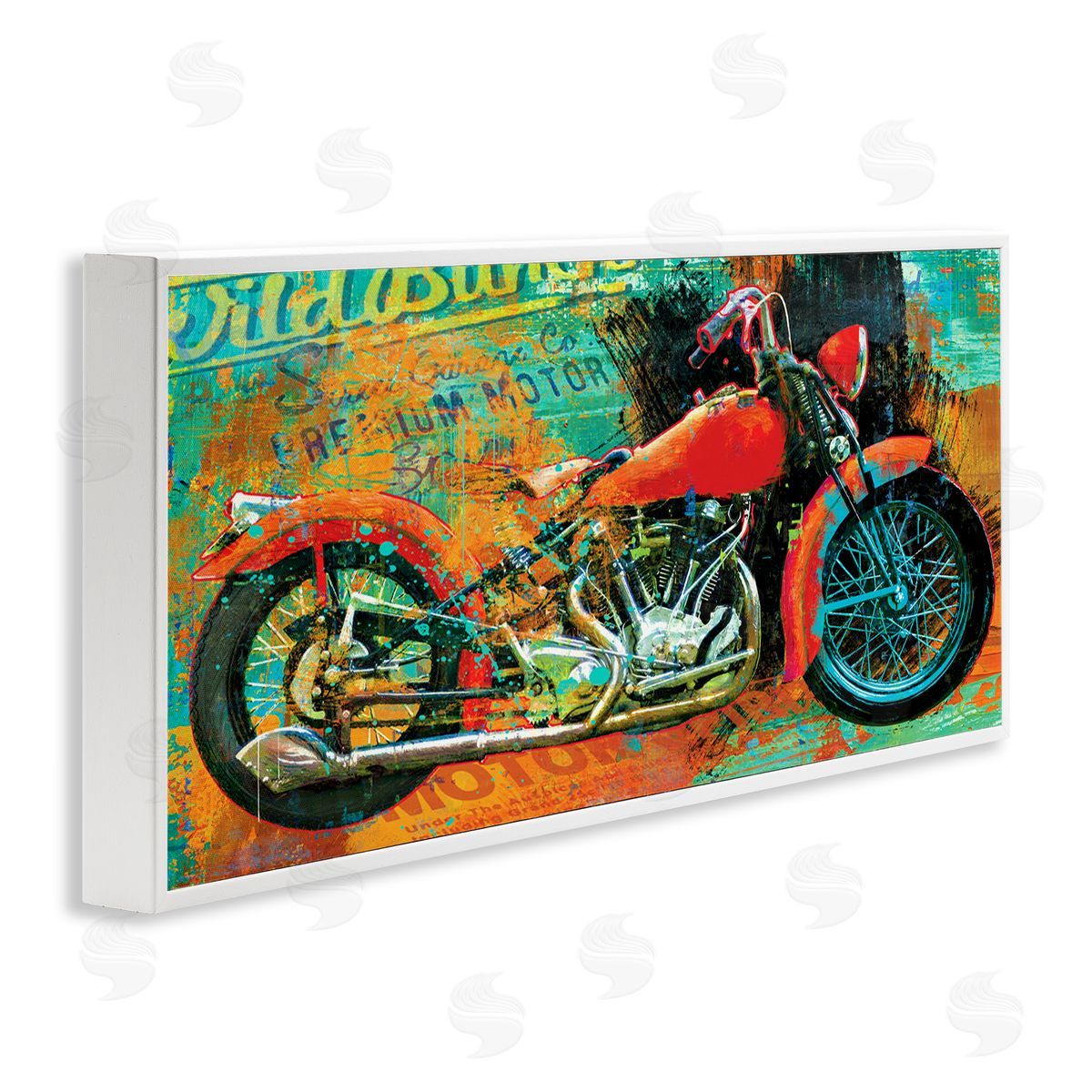 Porter Hastings Bold Abstract Collaged Red Motorcycle Text Brushstrokes 