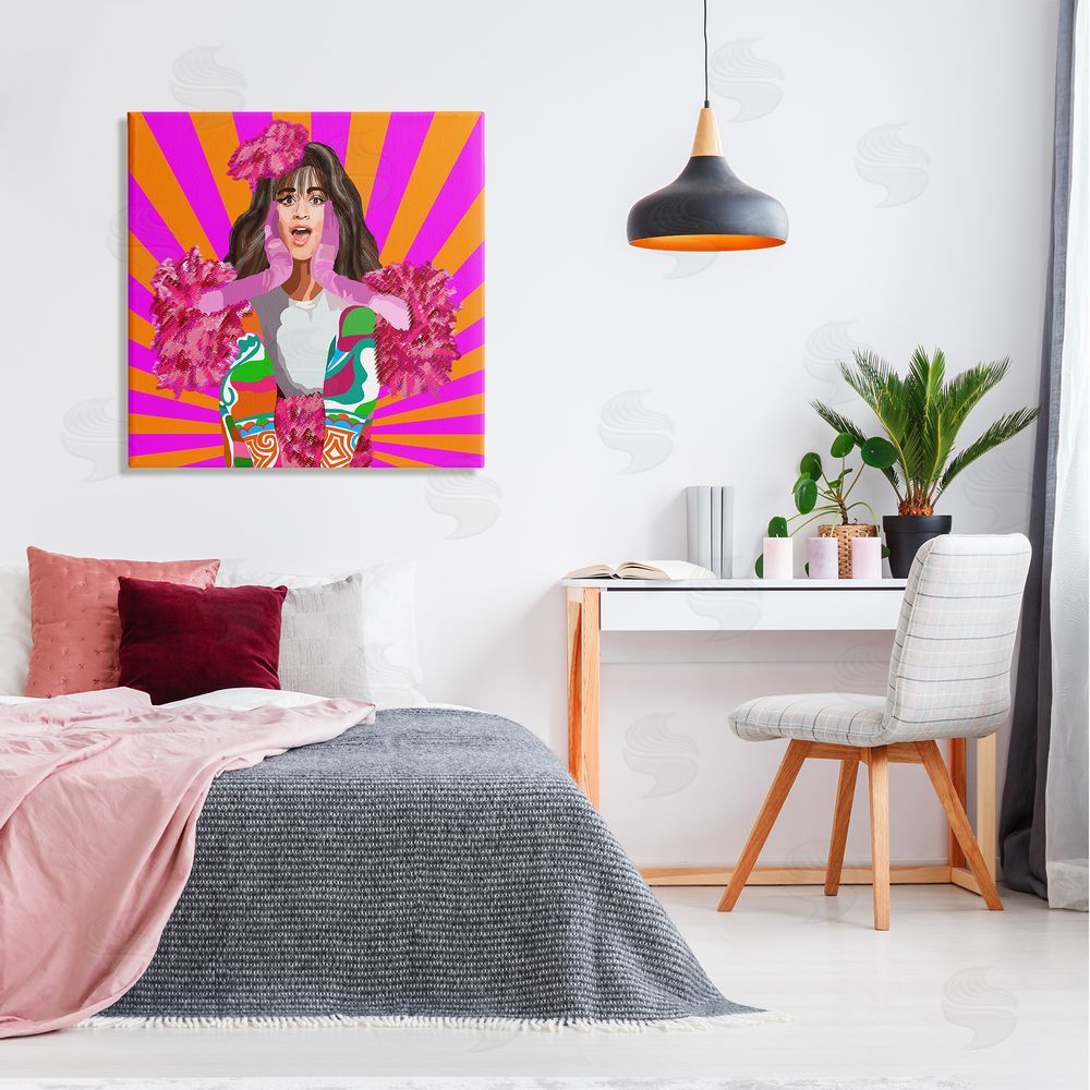 Lynnda Rakos Bold Pink Orange Stripes Camilla Fashion Outfit  Canvas Wall Art in Room