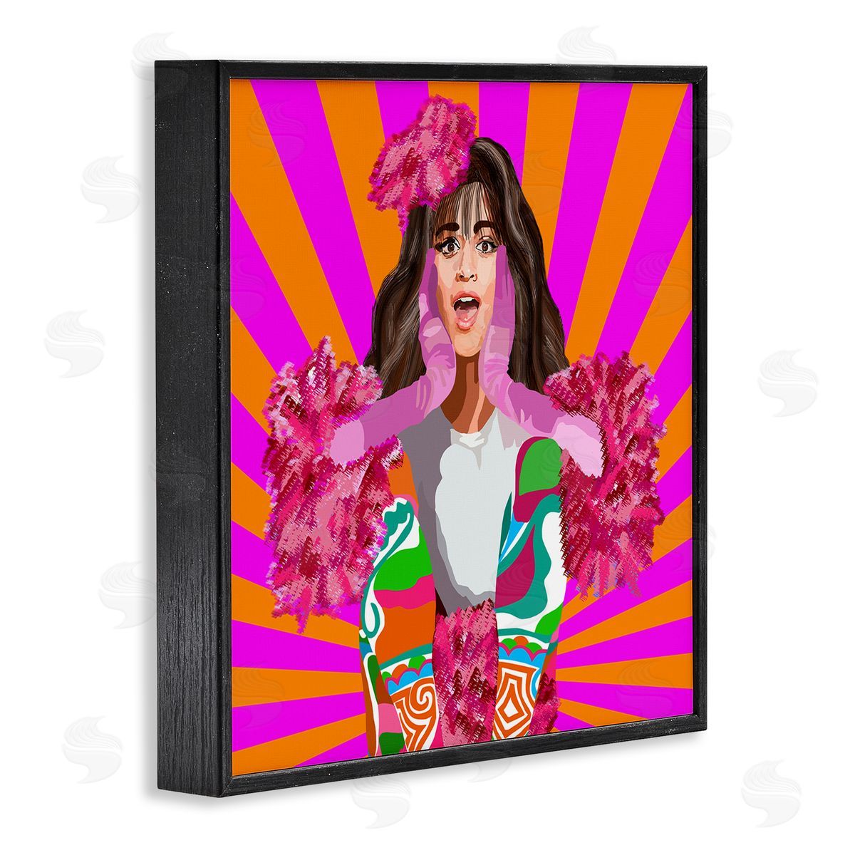 Lynnda Rakos Bold Pink Orange Stripes Camilla Fashion Outfit  Black Framed Glicee Wall Art Print