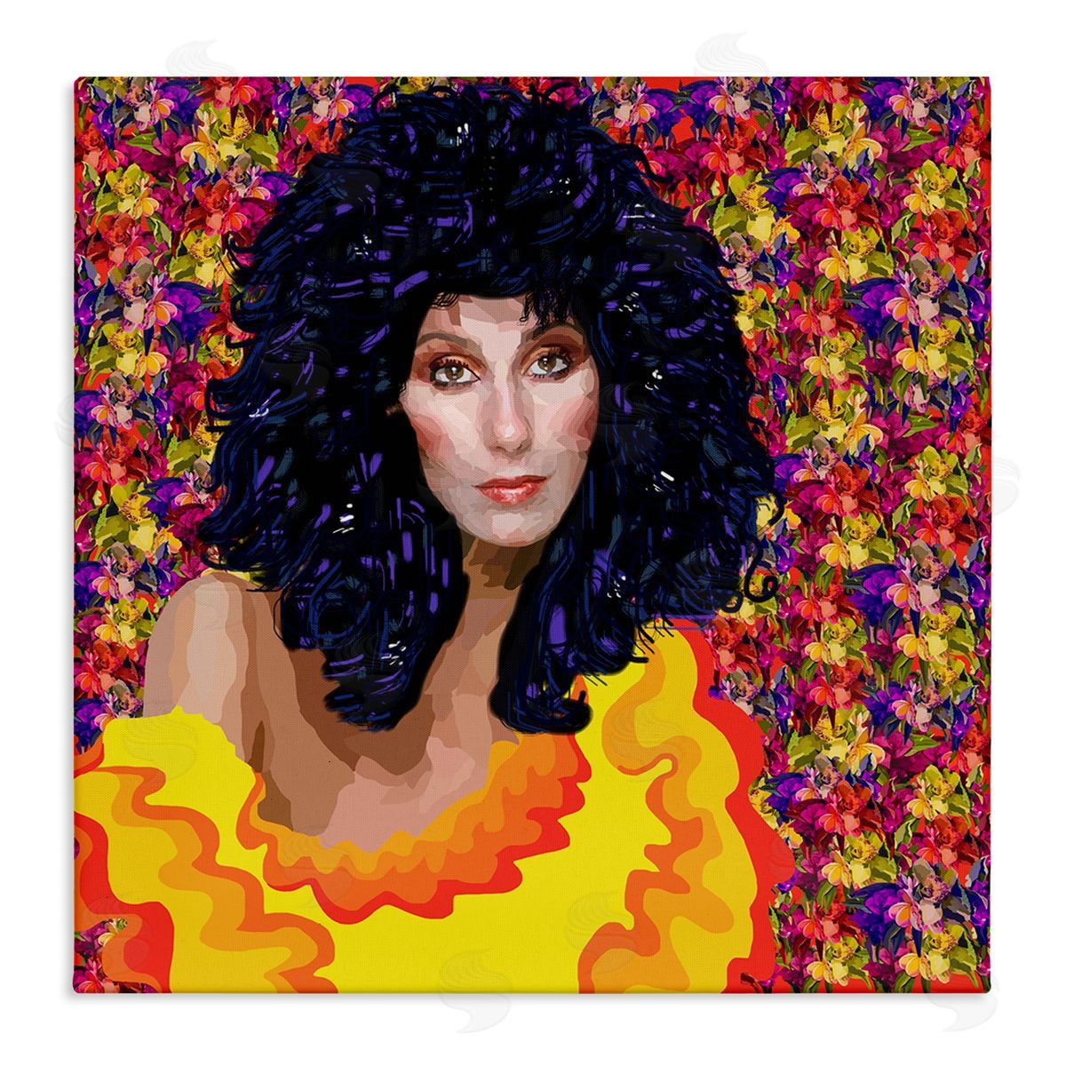 Lynnda Rakos Modern Fashion Singer Icon Floral Petal Pattern Background Stretched Canvas Wall Art Print