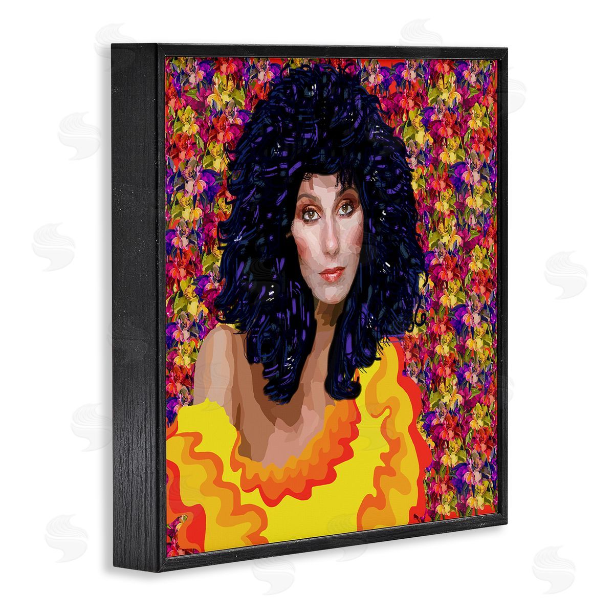 Lynnda Rakos Modern Fashion Singer Icon Floral Petal Pattern Background Black Framed Glicee Wall Art Print