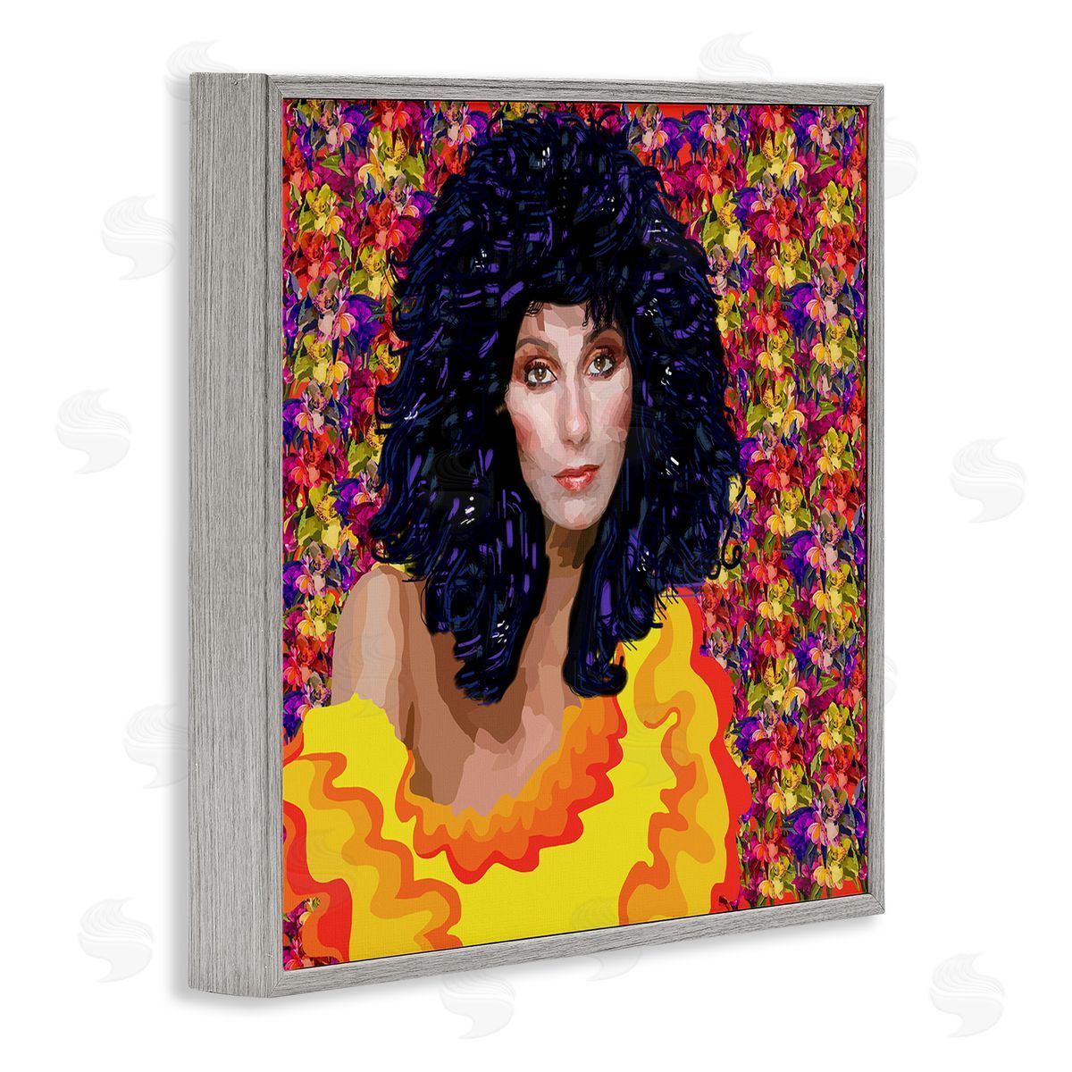Lynnda Rakos Modern Fashion Singer Icon Floral Petal Pattern Background Gray Framed Glicee Wall Art Print
