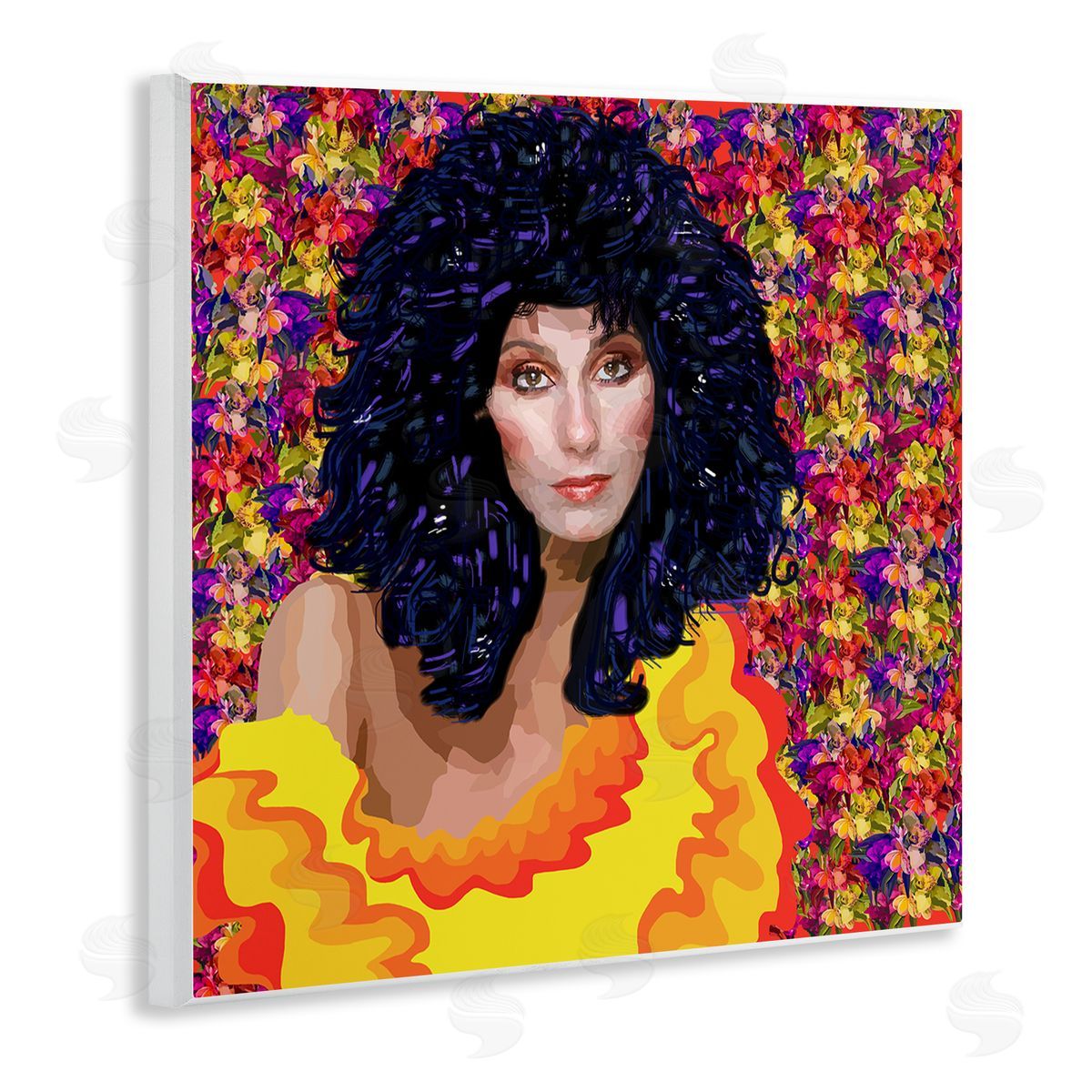 Lynnda Rakos Modern Fashion Singer Icon Floral Petal Pattern Background Wooden Wall Plaque Art Print