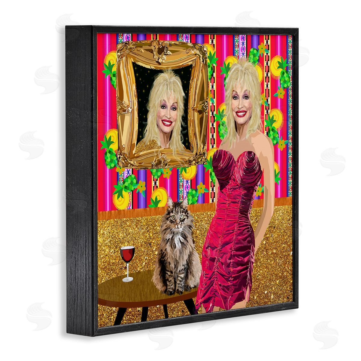Lynnda Rakos Famous Country Singer Blonde Playful Dolly Abstract Pattern Black Framed Glicee Wall Art Print