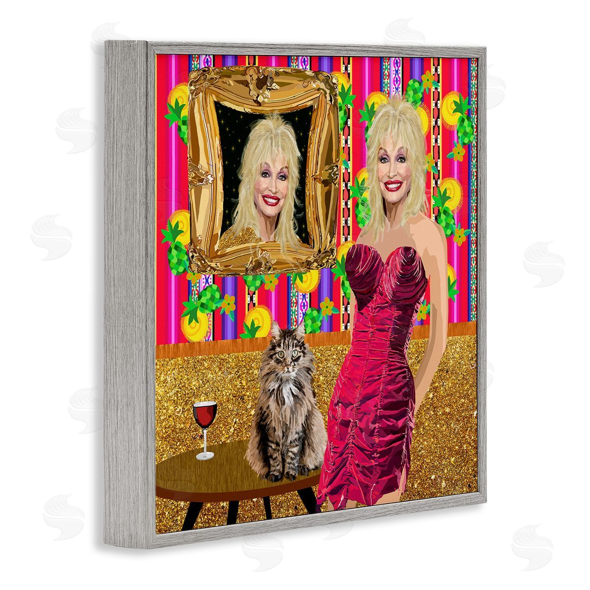Lynnda Rakos Famous Country Singer Blonde Playful Dolly Abstract Pattern Gray Framed Glicee Wall Art Print