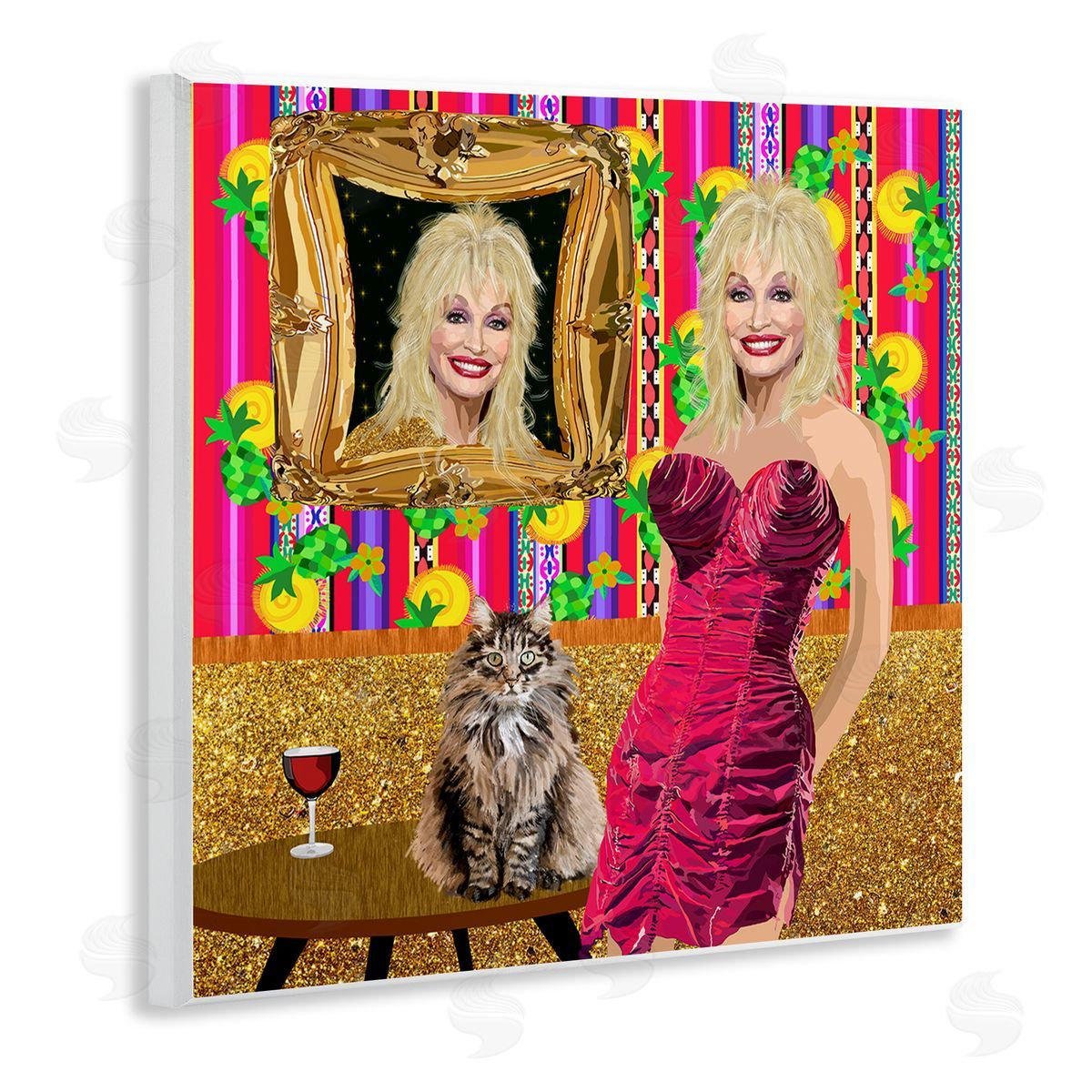 Lynnda Rakos Famous Country Singer Blonde Playful Dolly Abstract Pattern Wooden Wall Plaque Art Print