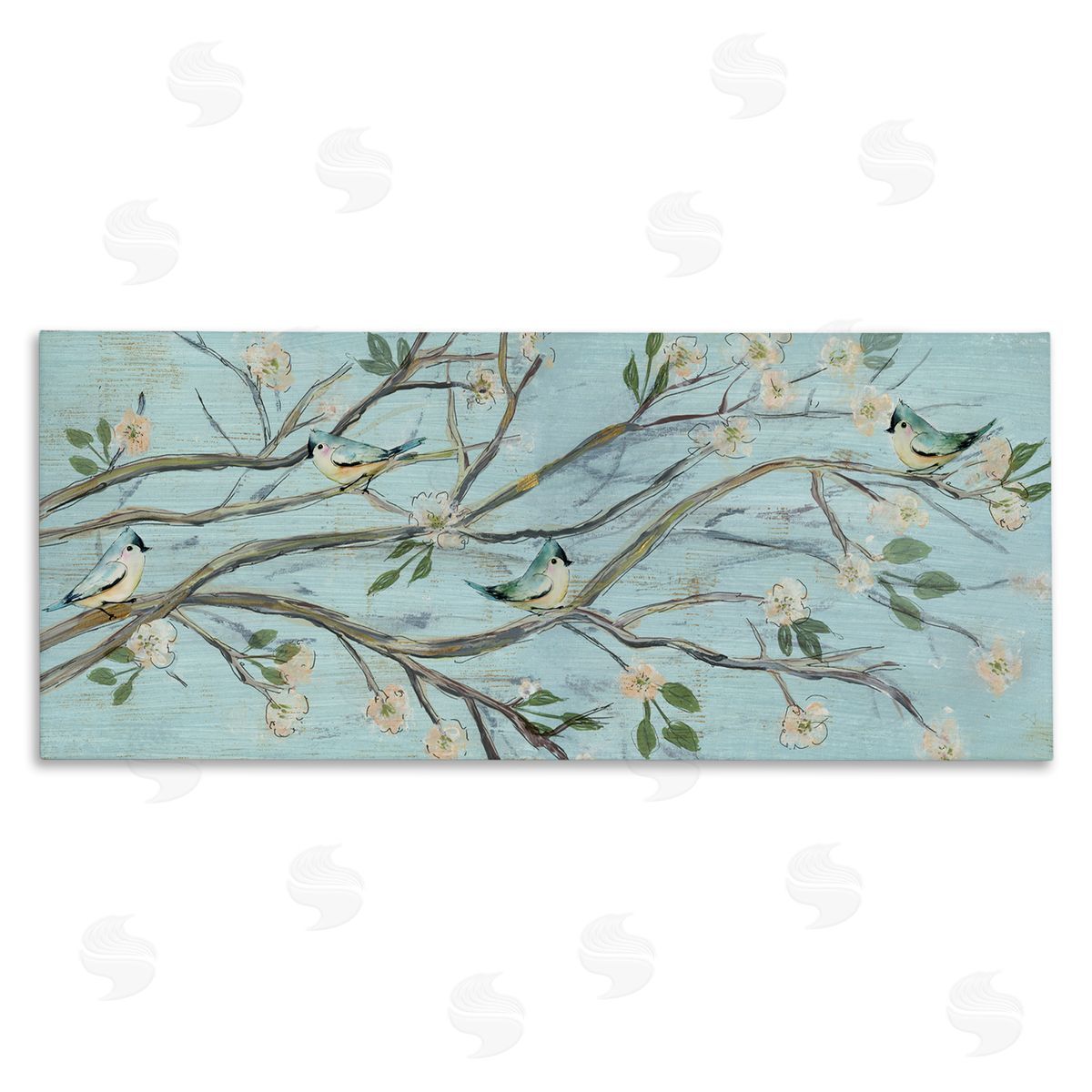 Susan Jill Tranquil Blue Birds Cherry Blossom Tree Branch 