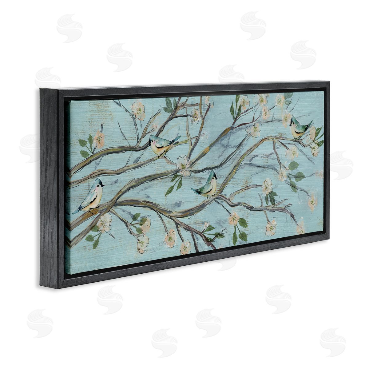 Susan Jill Tranquil Blue Birds Cherry Blossom Tree Branch 
