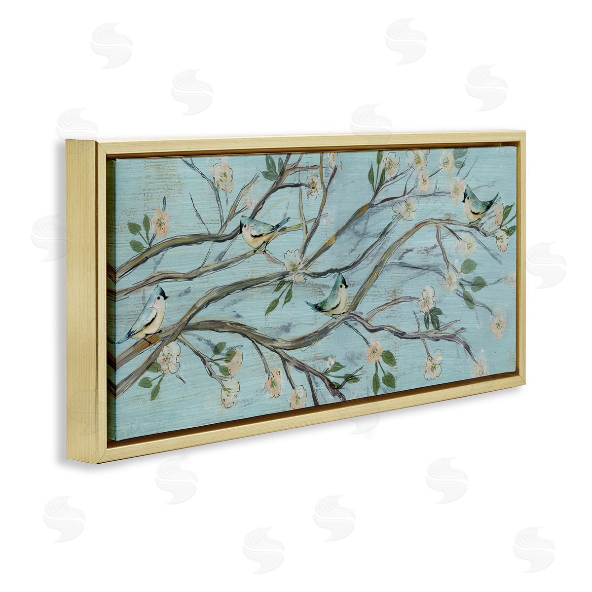 Susan Jill Tranquil Blue Birds Cherry Blossom Tree Branch 