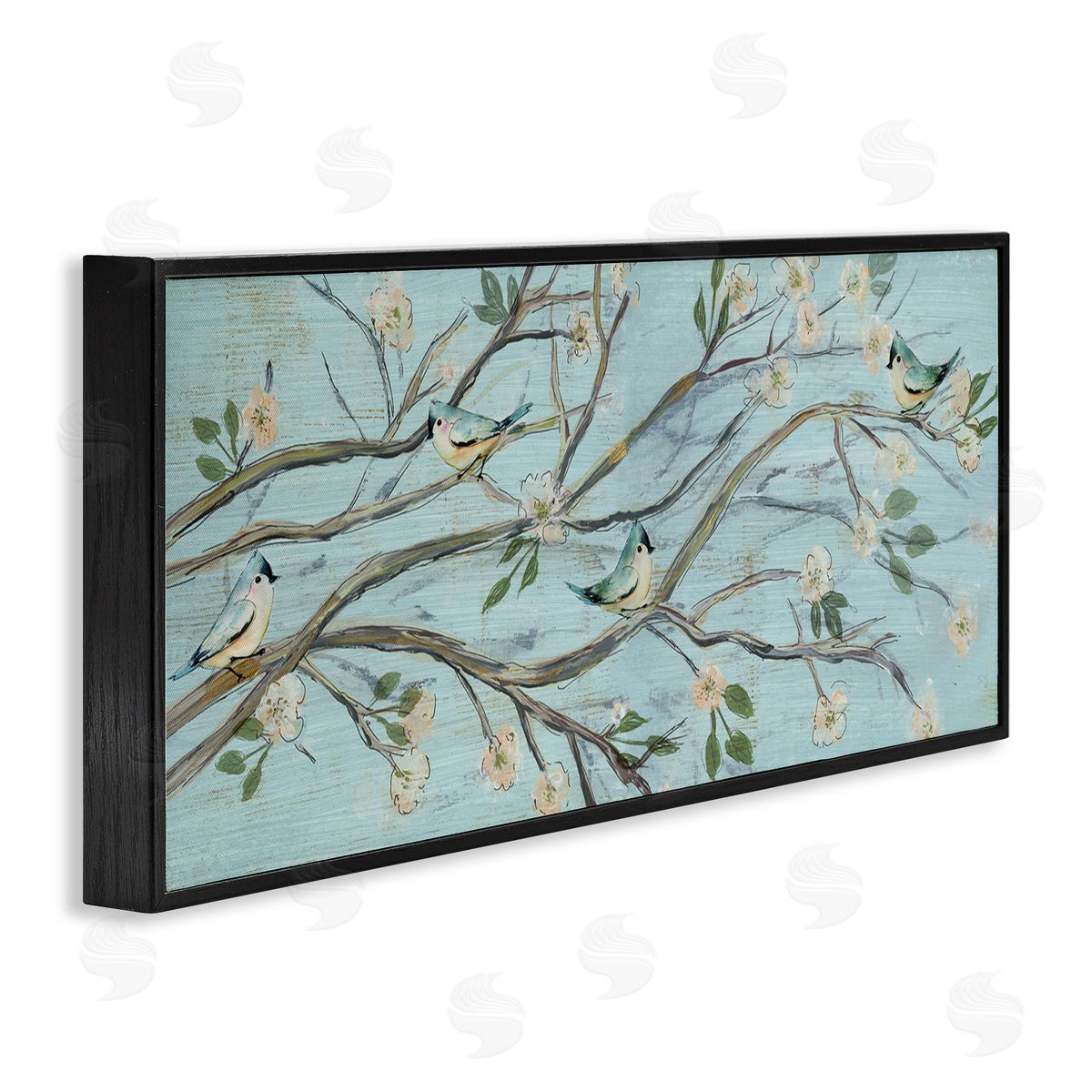 Susan Jill Tranquil Blue Birds Cherry Blossom Tree Branch 