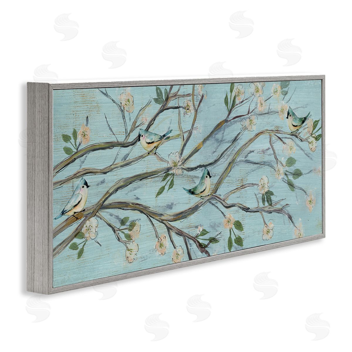 Susan Jill Tranquil Blue Birds Cherry Blossom Tree Branch 