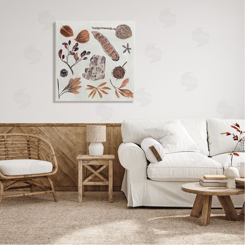 Melissa Wang Brown Seed Leaf Nut Botanicals Nature  Canvas Wall Art in Room
