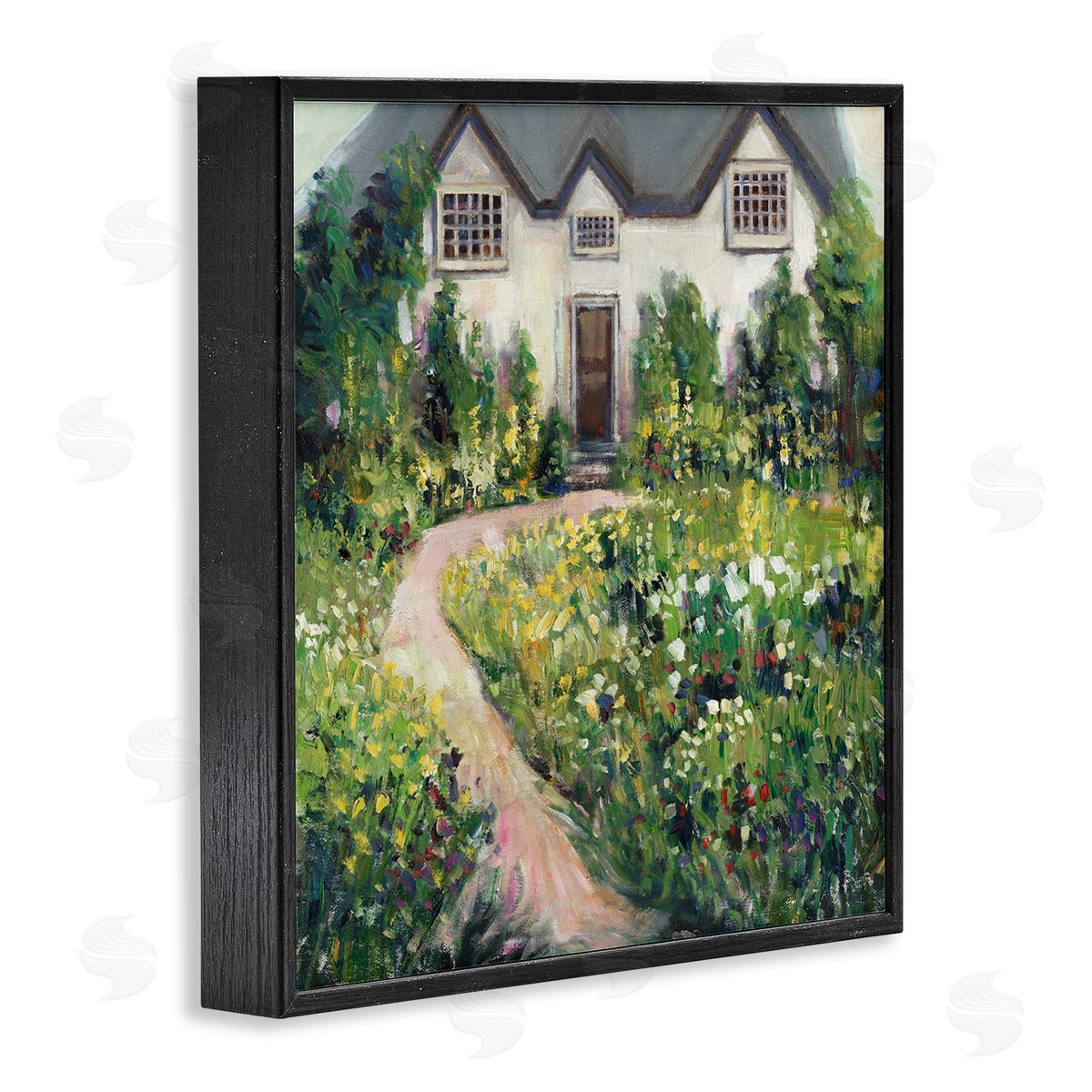 Rural Floral Cottage Garden Blooms Black Frame Print Wall Art, Home Decor by Tim OToole