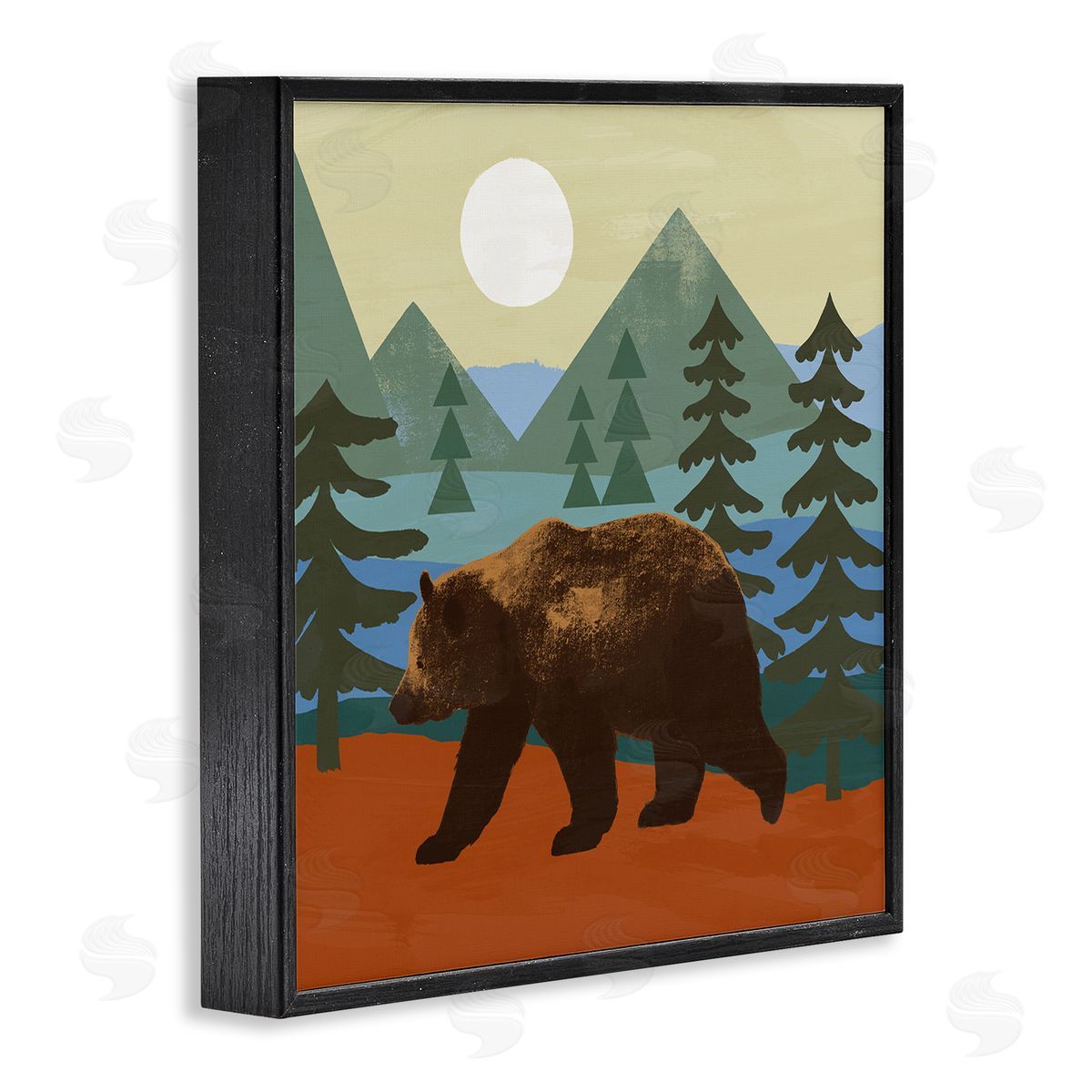 Victoria Barnes Brown Bear Nature Woodlands Sunshine Camp Black Framed Glicee Wall Art Print