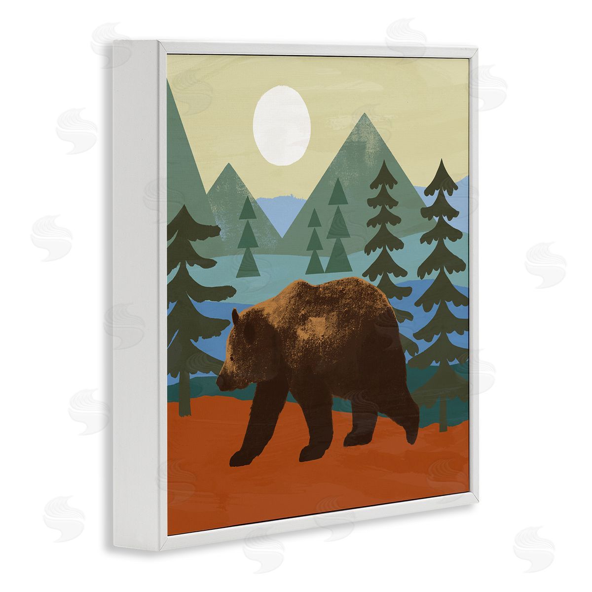 Victoria Barnes Brown Bear Nature Woodlands Sunshine Camp White Framed Glicee Wall Art Print