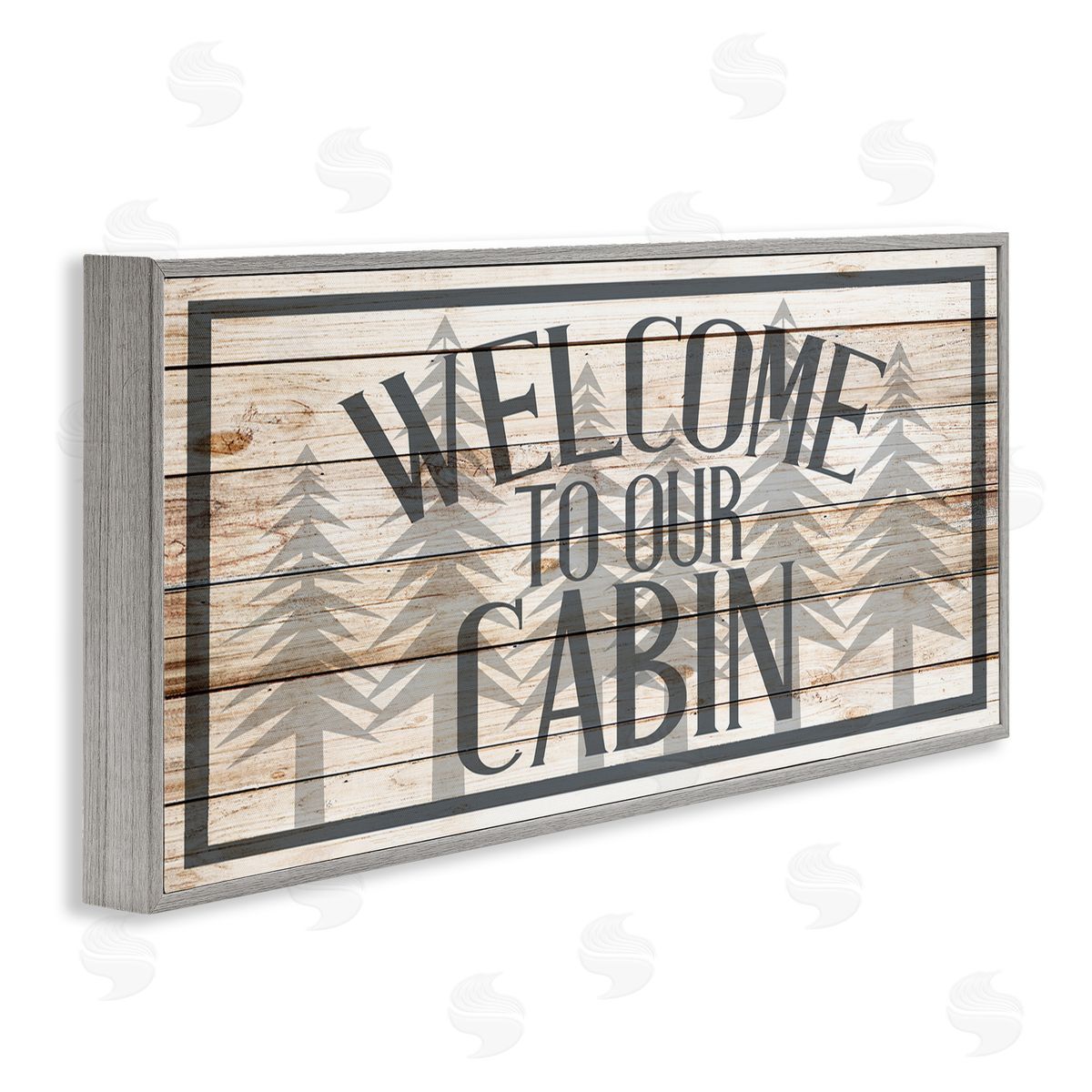 Kim Allen Cabin Welcome Sign Rustic Pine Trees Text Design