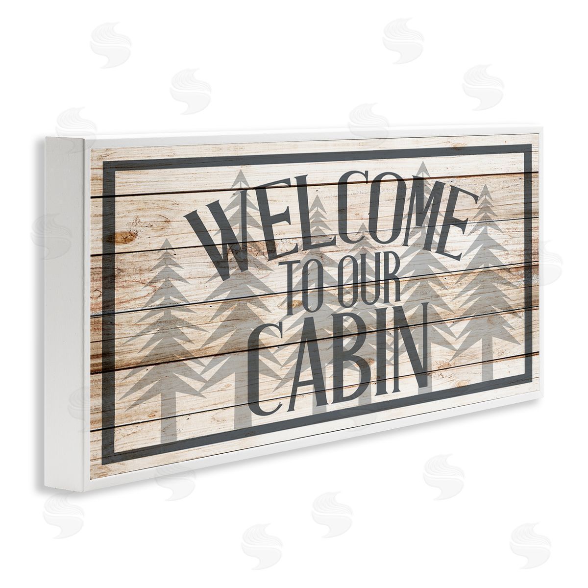 Kim Allen Cabin Welcome Sign Rustic Pine Trees Text Design