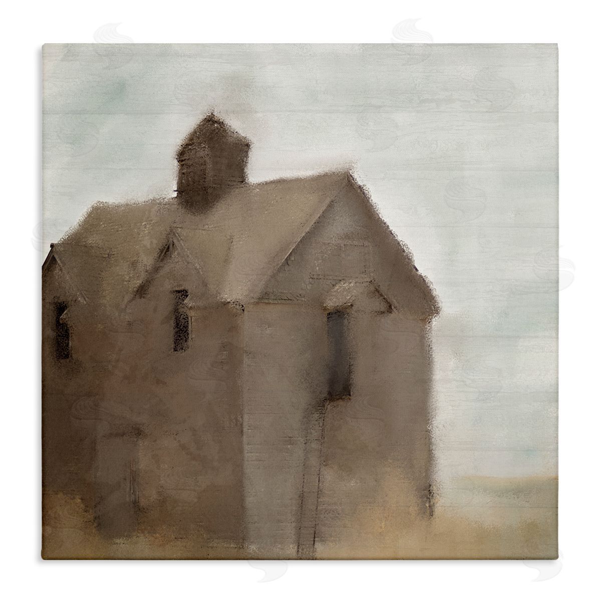 Kim Allen Rustic Painterly Brown Barn Rural Farmland  Stretched Canvas Wall Art Print