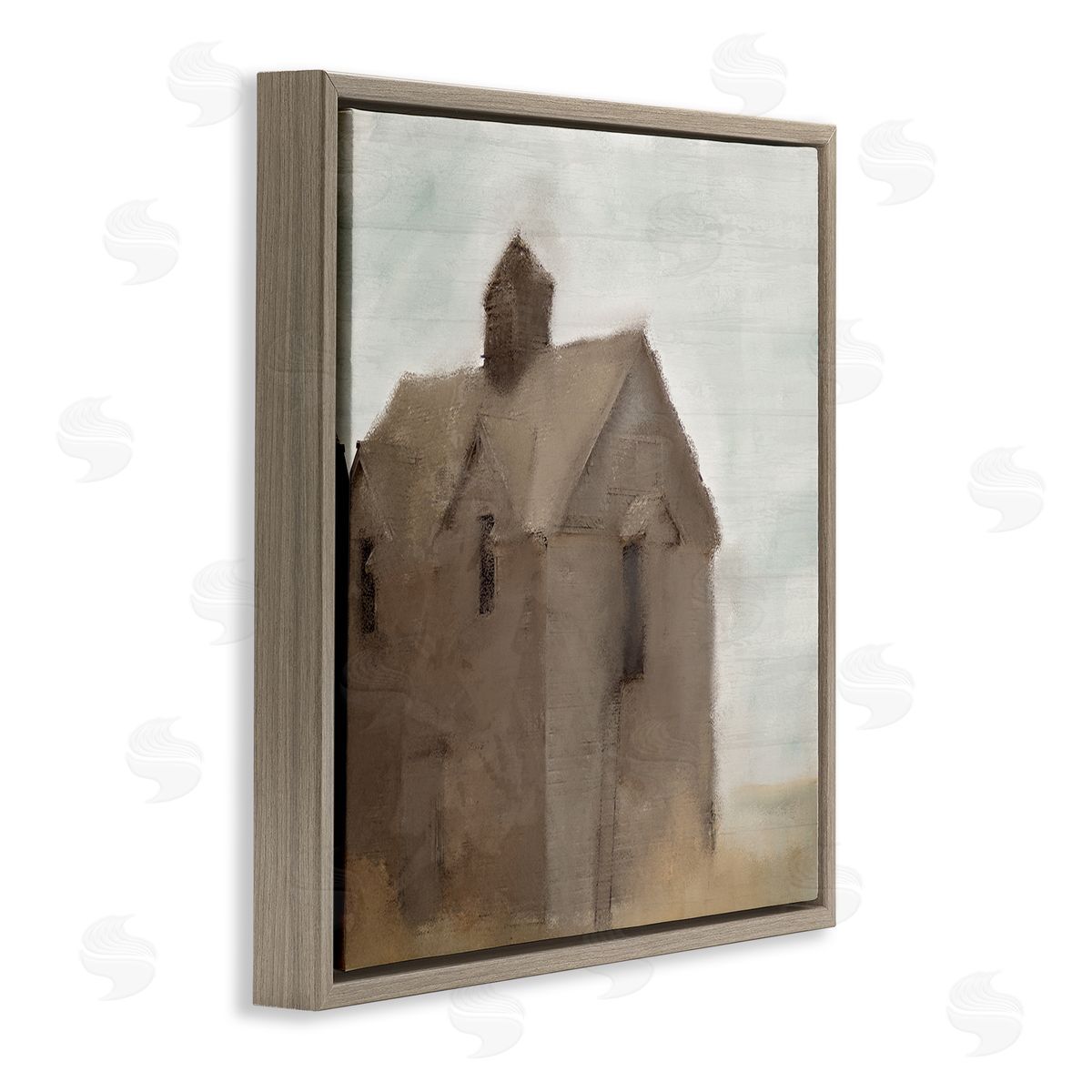 Kim Allen Rustic Painterly Brown Barn Rural Farmland  Brown Floating Frame Canvas Wall Art Print