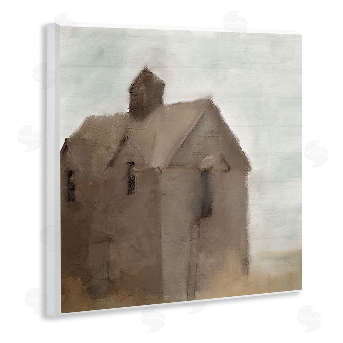 Kim Allen Rustic Painterly Brown Barn Rural Farmland  Wooden Wall Plaque Art Print