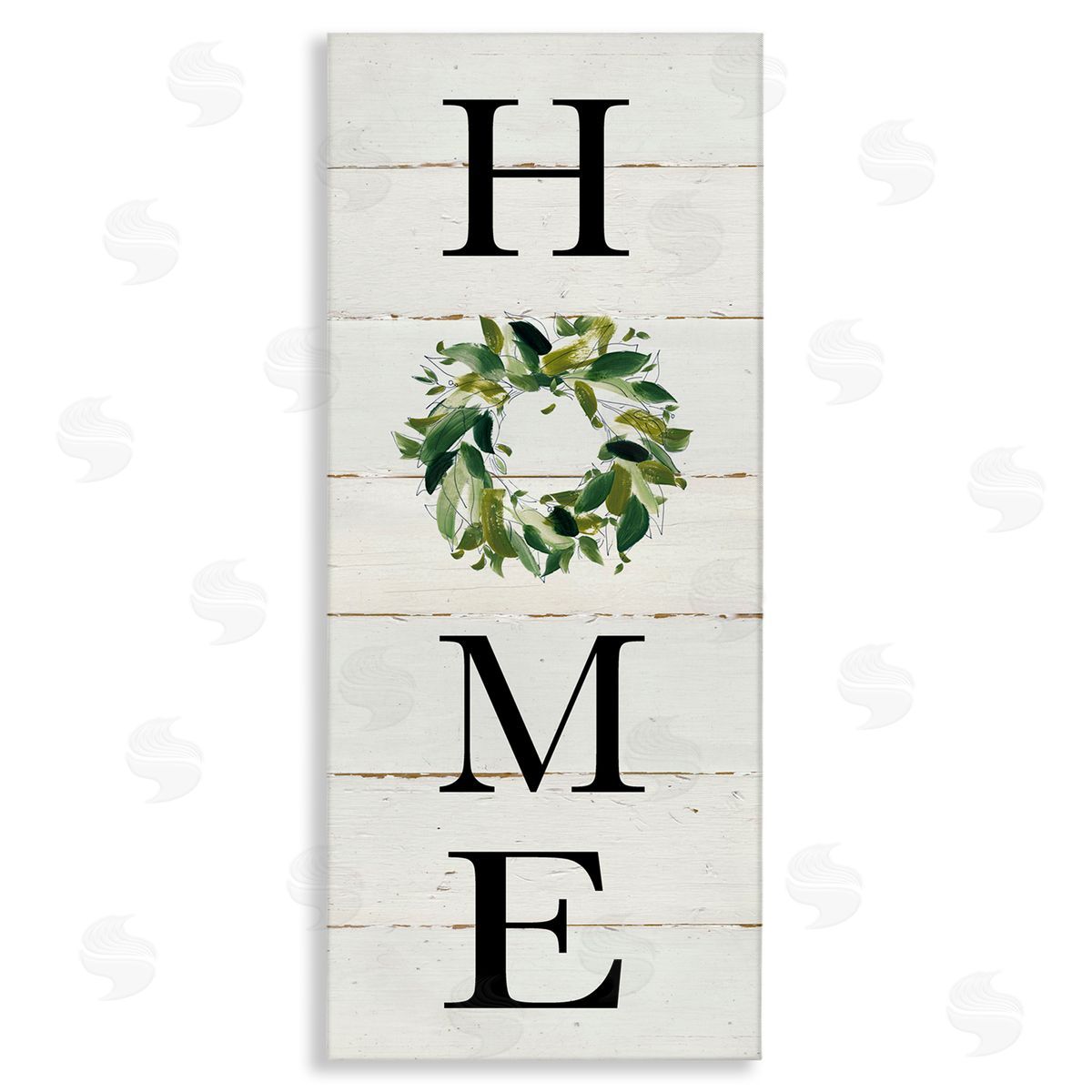 Carol Robinson Home Vertical Phrase Green Leaf Wreath Family Typography