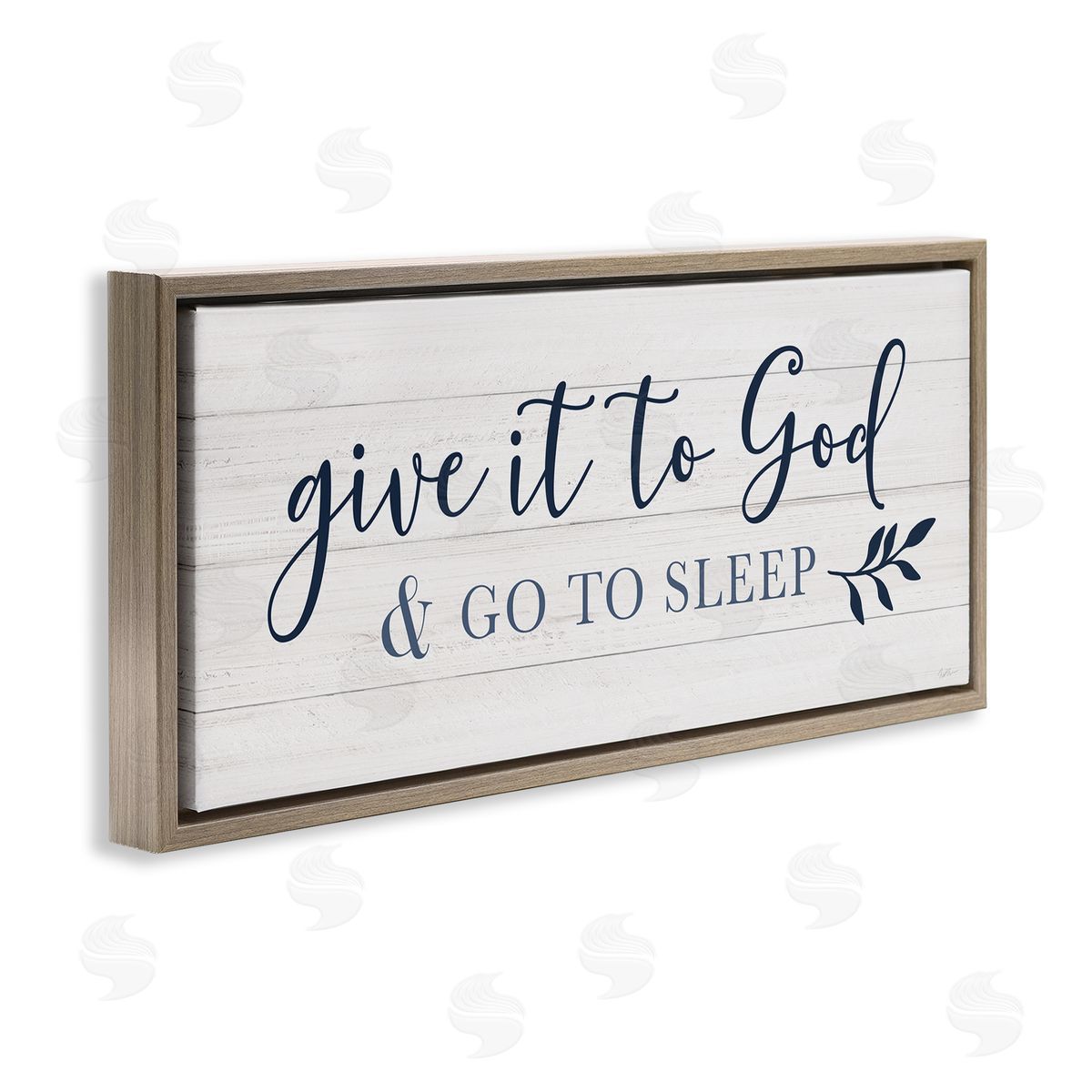 Give to God & Sleep Motivational Bedtime Brown Floating Frame Canvas Wall Art, Home Decor by Natalie Carpentieri