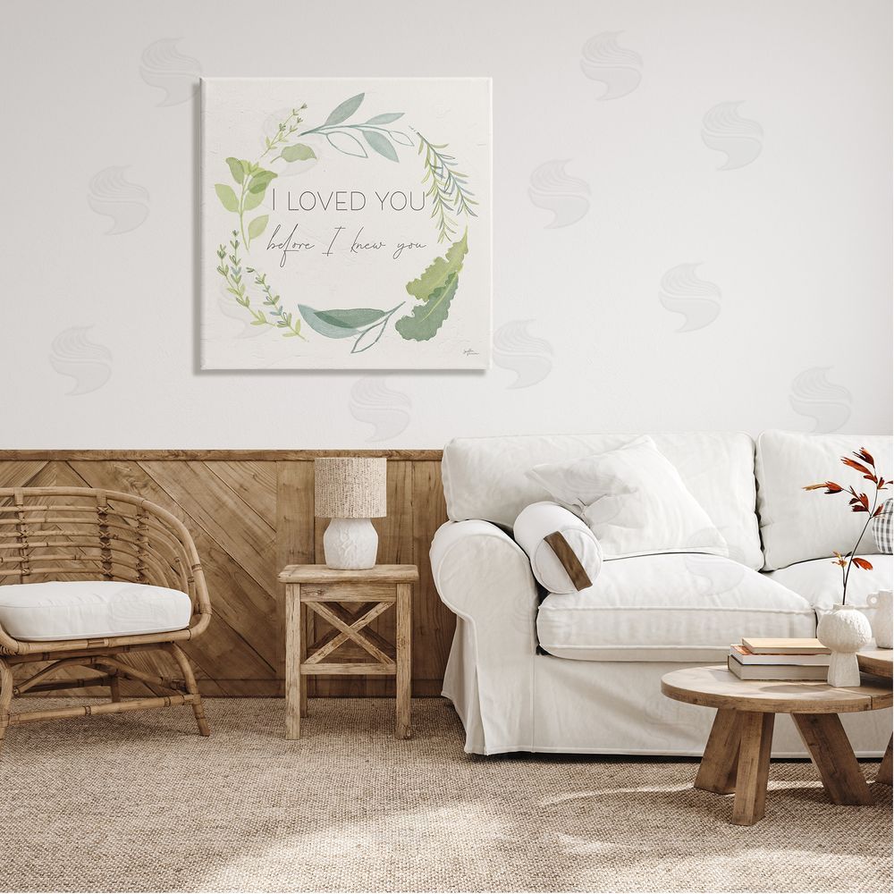 Janelle Penner Love You Before I Knew You Phrase Green Leaves Canvas Wall Art in Room