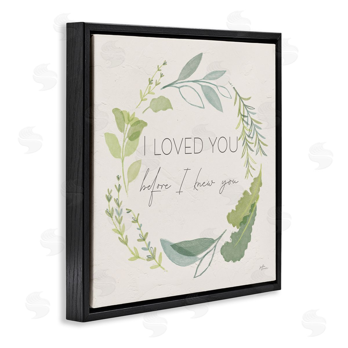 Janelle Penner Love You Before I Knew You Phrase Green Leaves Black Floating Frame Canvas Wall Art Print