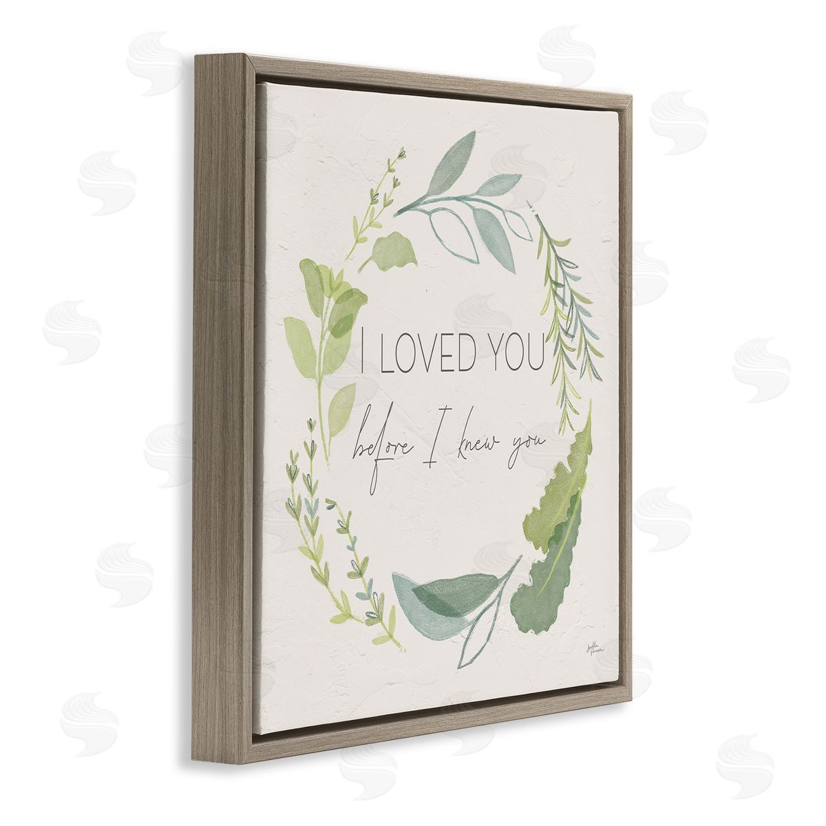 Janelle Penner Love You Before I Knew You Phrase Green Leaves Brown Floating Frame Canvas Wall Art Print