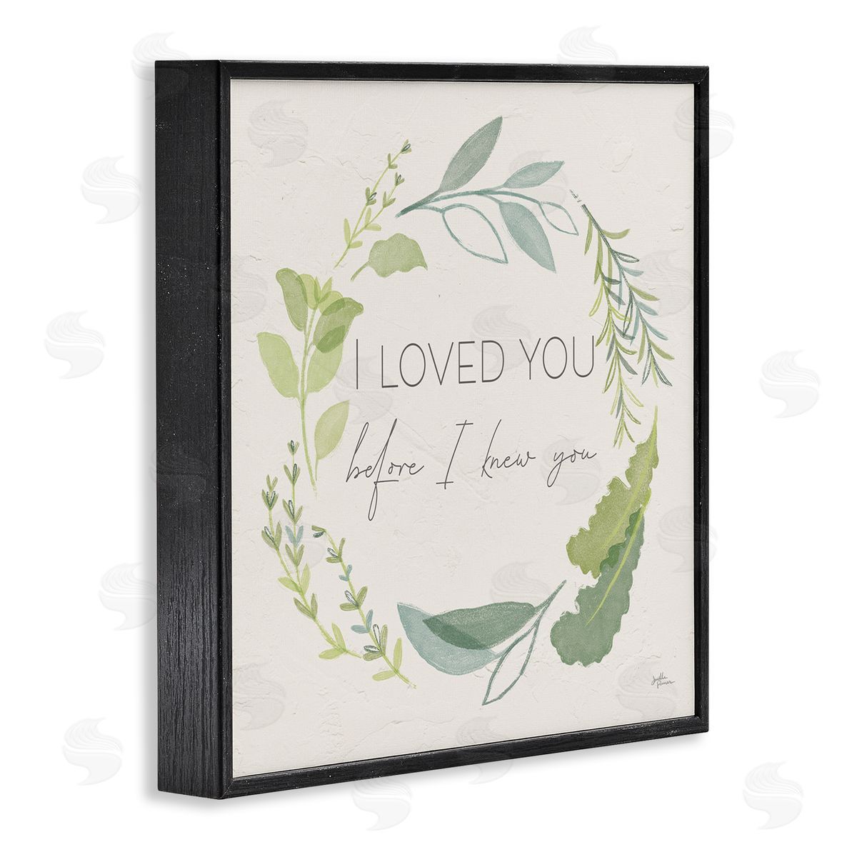 Janelle Penner Love You Before I Knew You Phrase Green Leaves Black Framed Glicee Wall Art Print