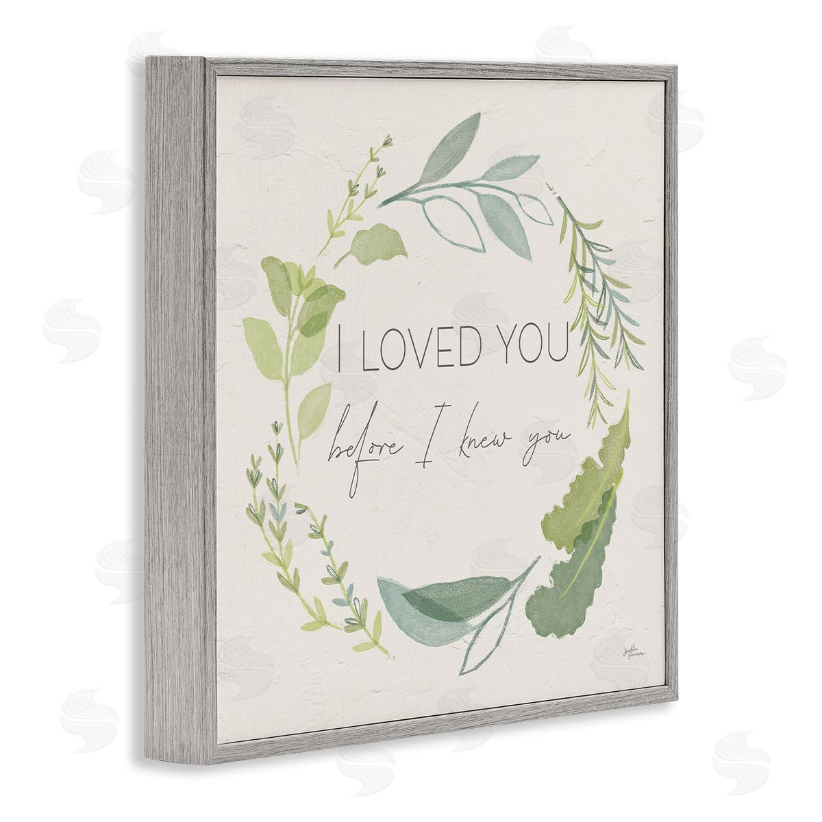 Janelle Penner Love You Before I Knew You Phrase Green Leaves Gray Framed Glicee Wall Art Print