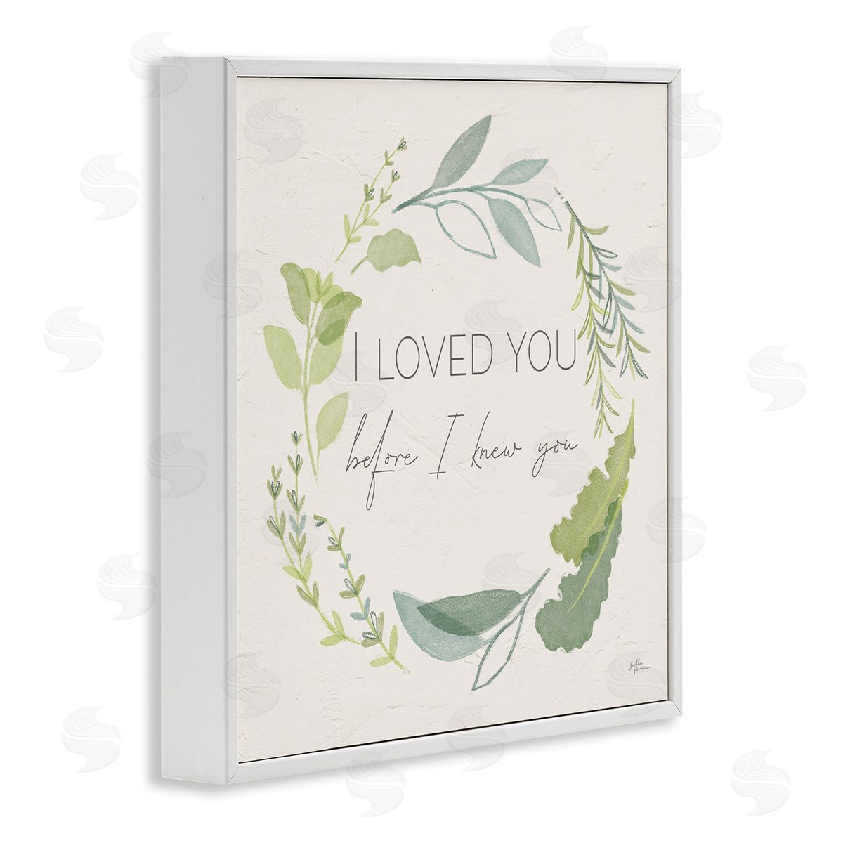 Janelle Penner Love You Before I Knew You Phrase Green Leaves White Framed Glicee Wall Art Print