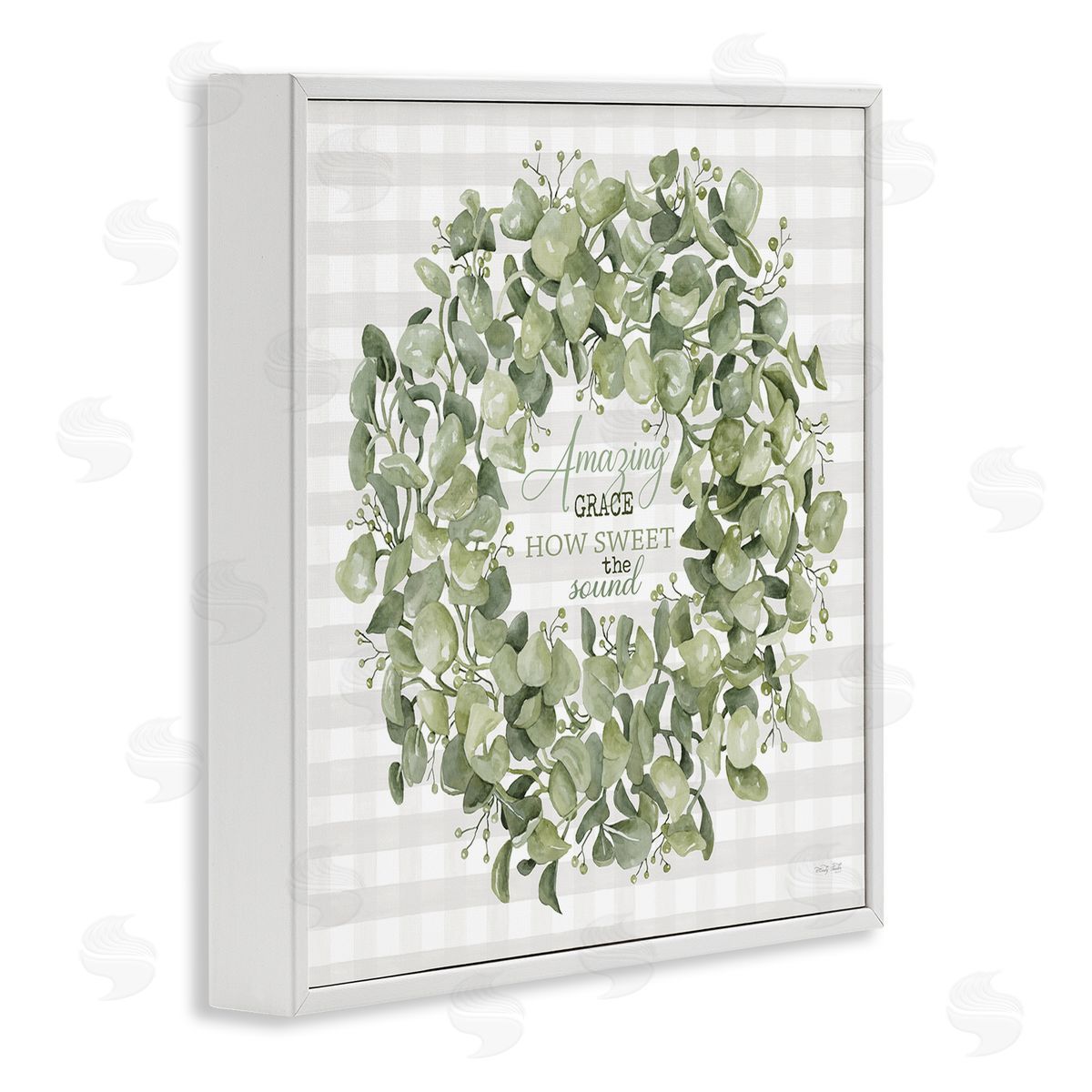 Cindy Jacobs Amazing Grace How Sweet Lush Green Plant Wreath White Framed Glicee Wall Art Print