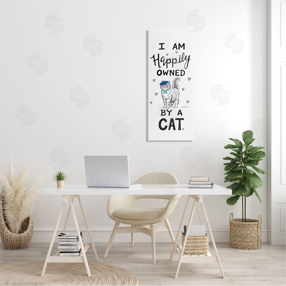 Deb Strain Happily Owned By Cat Funny Phrase Feline fr_sideench Beret