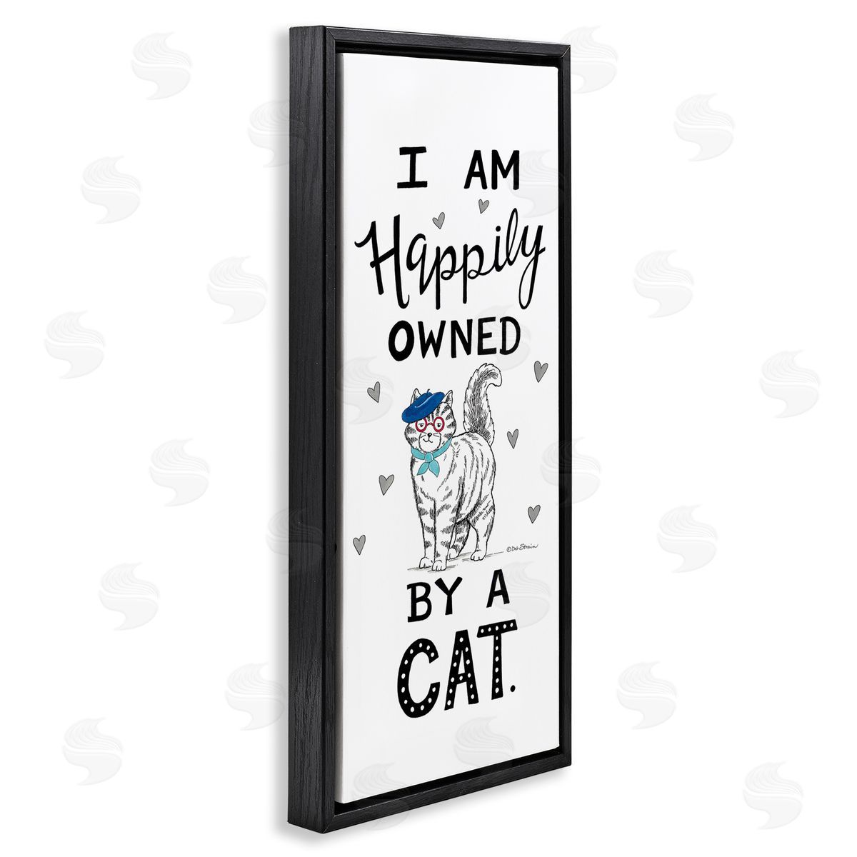 Deb Strain Happily Owned By Cat Funny Phrase Feline fr_sideench Beret