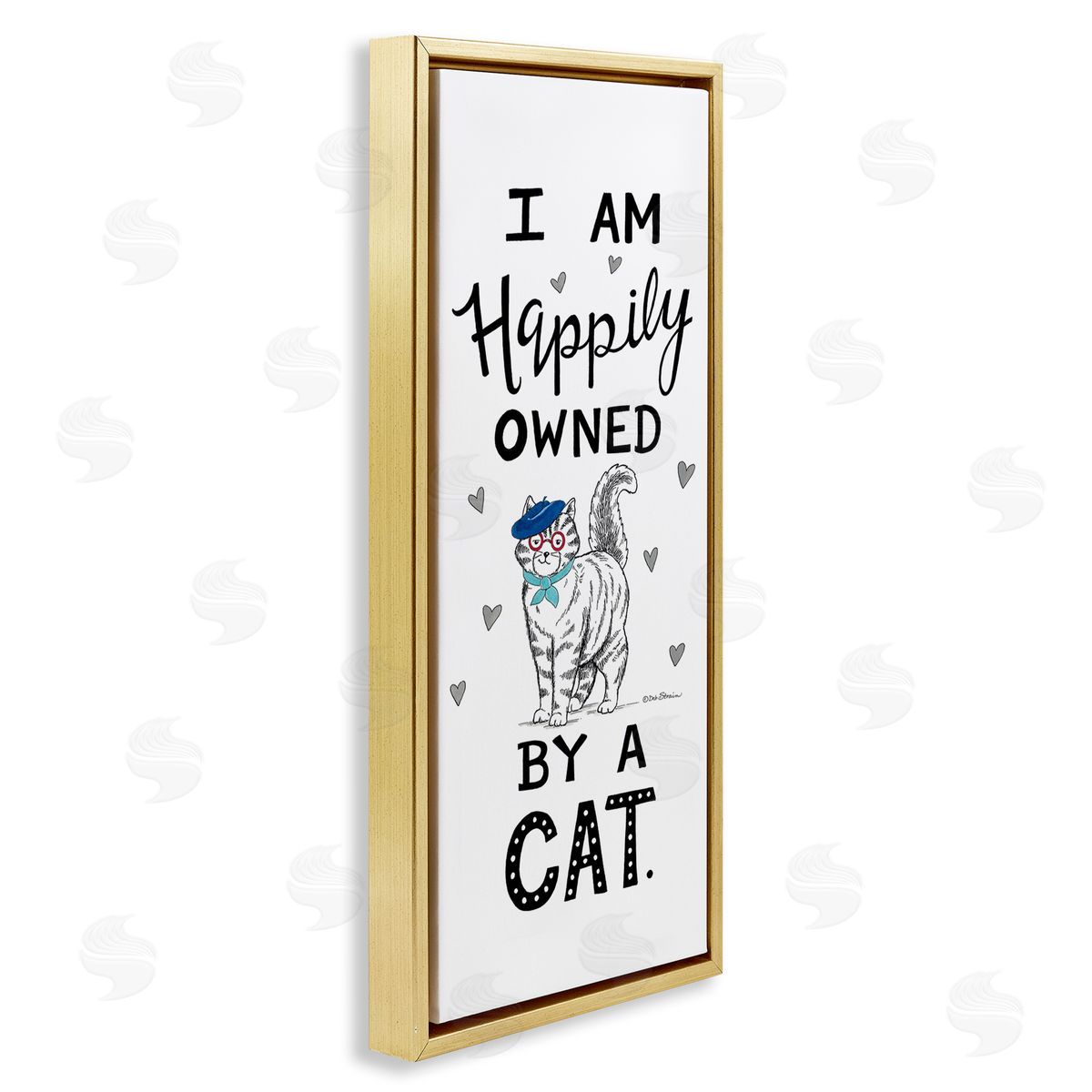 Deb Strain Happily Owned By Cat Funny Phrase Feline fr_sideench Beret