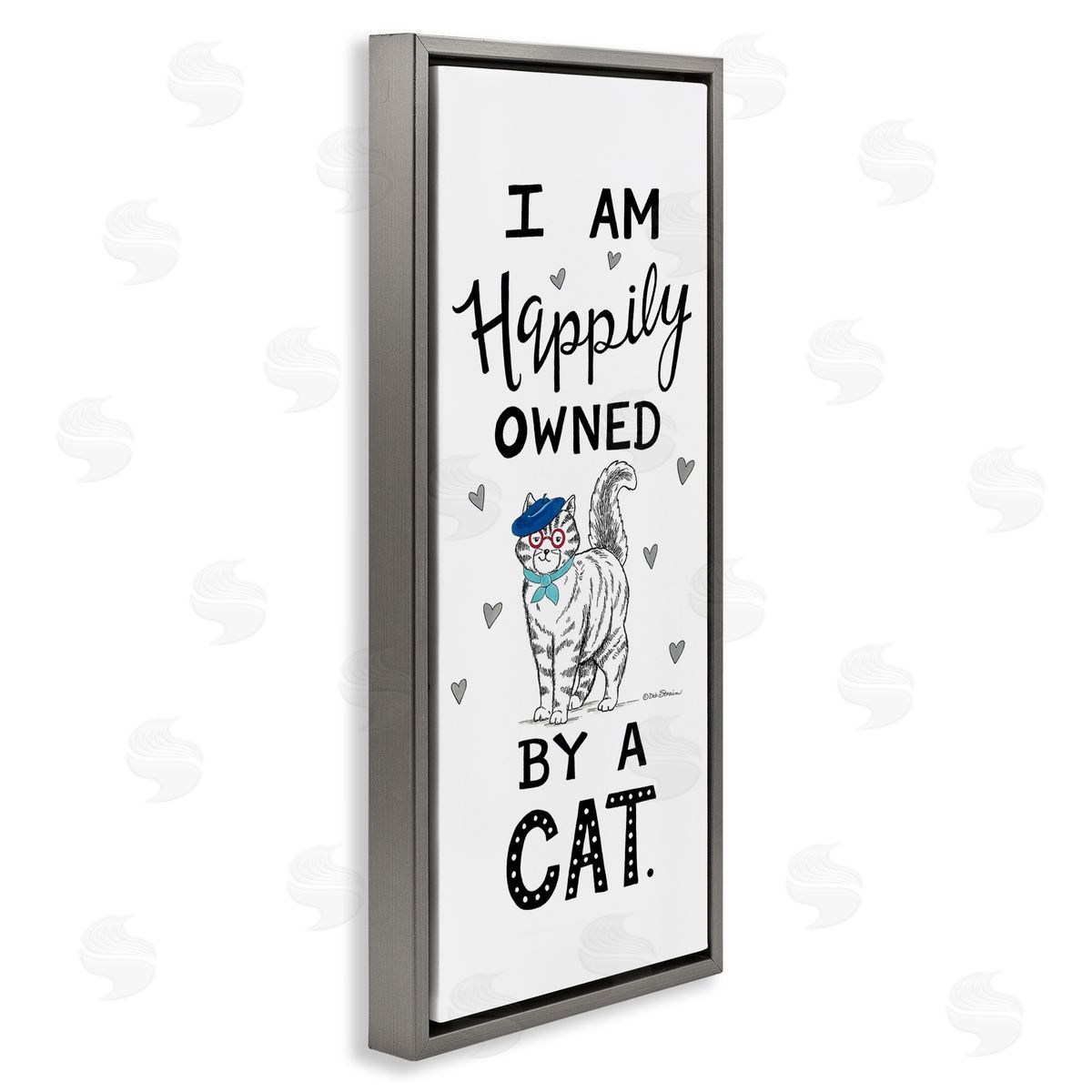 Deb Strain Happily Owned By Cat Funny Phrase Feline fr_sideench Beret