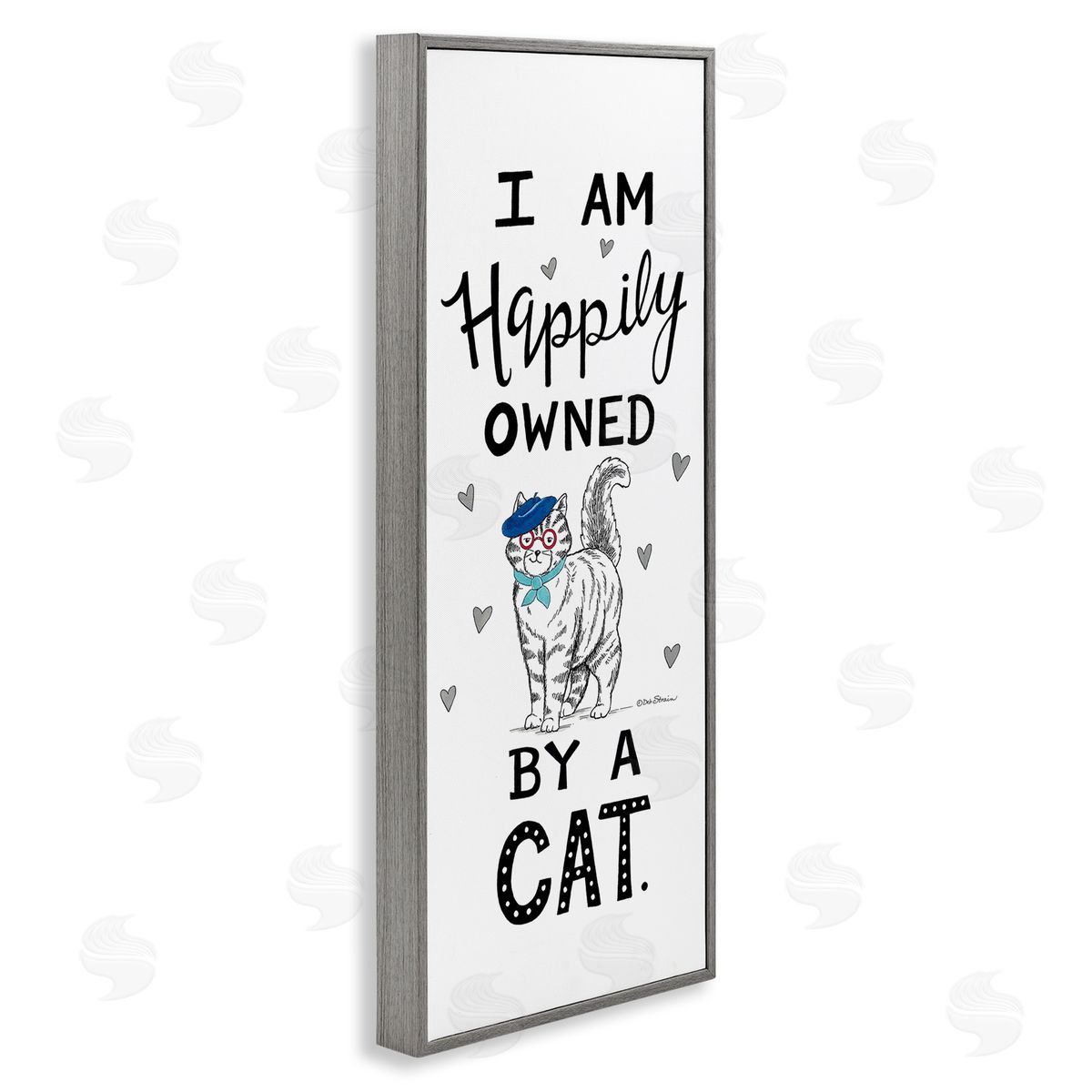 Deb Strain Happily Owned By Cat Funny Phrase Feline fr_sideench Beret