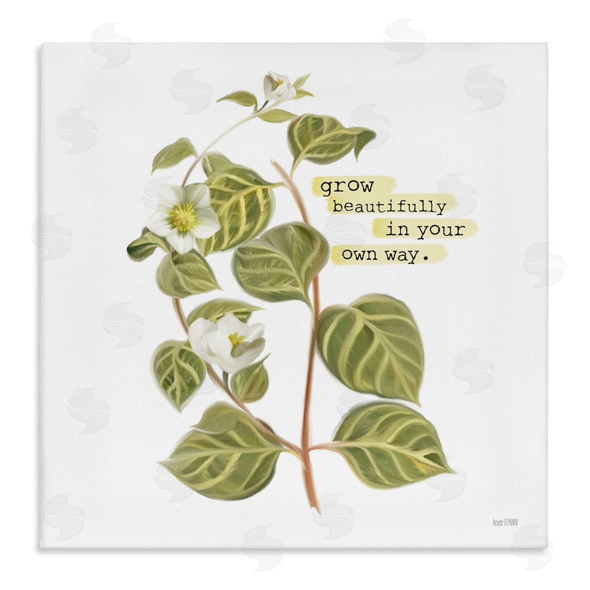 House Fenway Grow Beautifully Your Way Motivational Spring Garden Phrase Stretched Canvas Wall Art Print