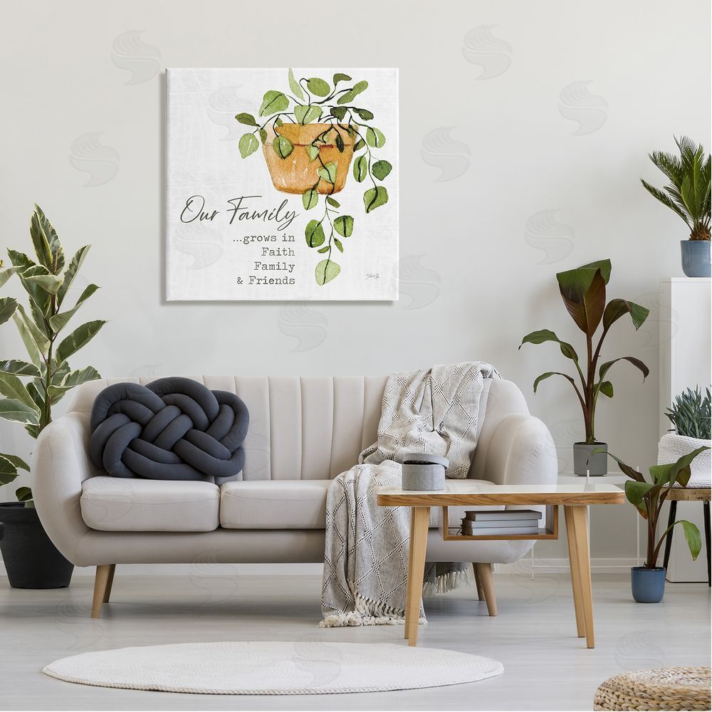 Marla Rae Grows in Faith Family & Friends Inspirational Quote Green Plant Canvas Wall Art in Room