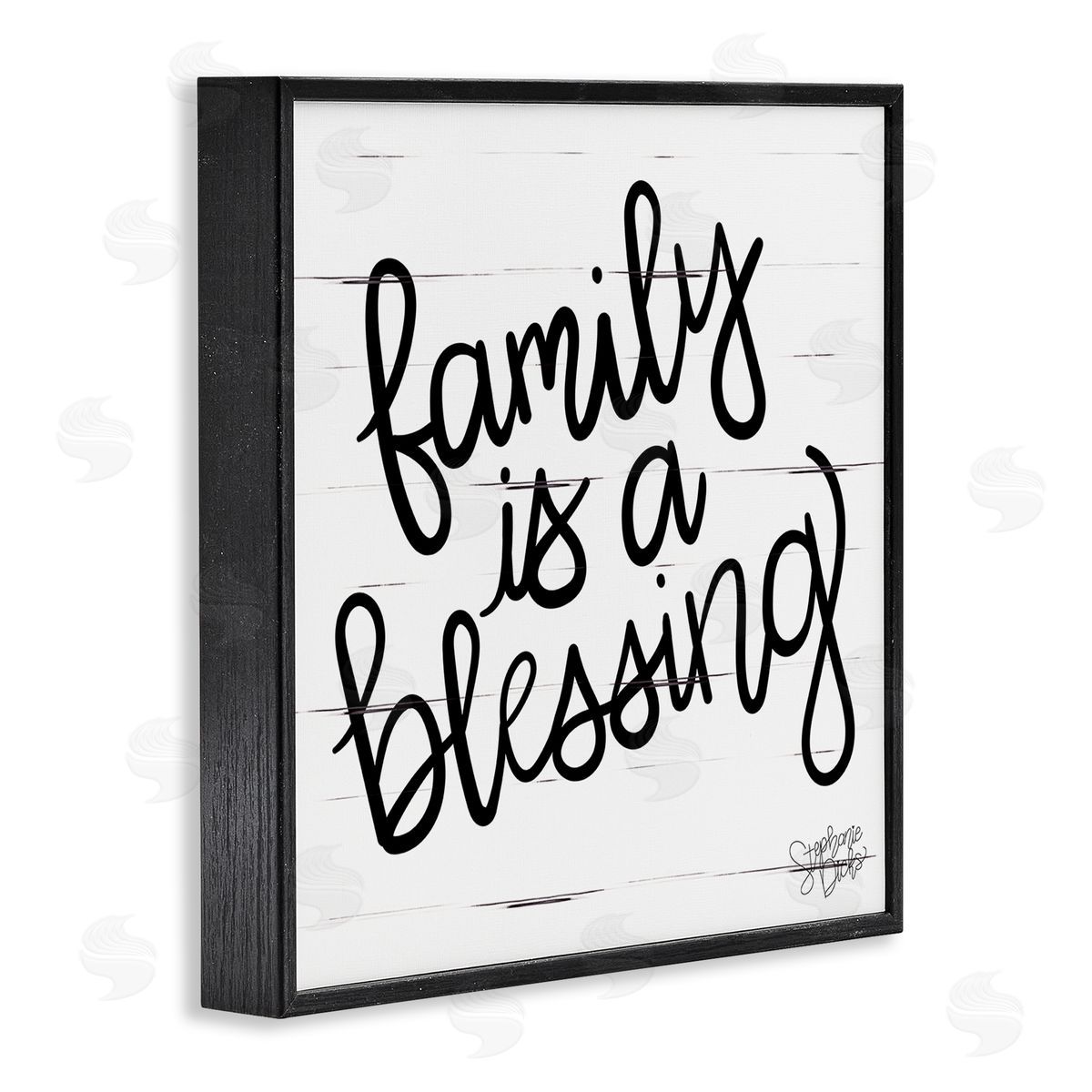 Stephanie Dicks Family Is Blessing Rustic Minimal Calligraphy Sign Black Framed Glicee Wall Art Print