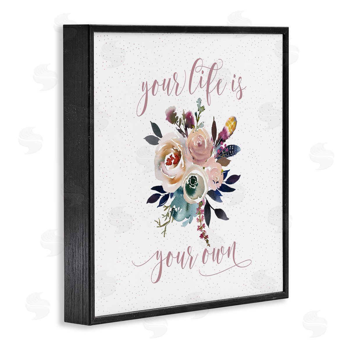 Tara Moss Life Is Your Own Motivational Floral Bouquet Design  Black Framed Glicee Wall Art Print